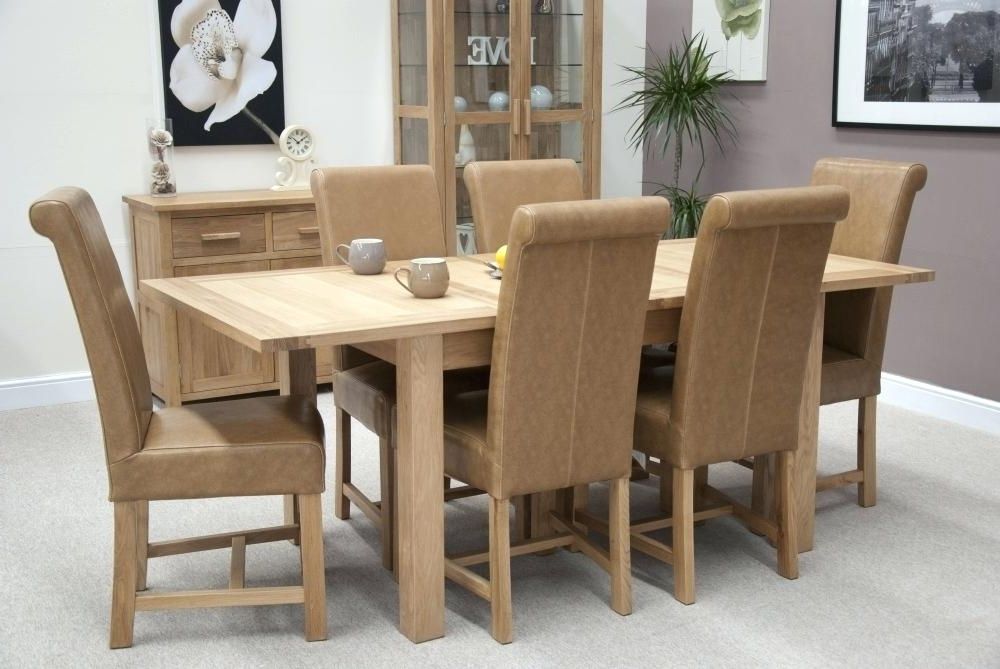 Well Liked Solid Oak Round Extending Dining Table And 6 Chairs Wood Ebay Throughout Extended Dining Tables And Chairs (Photo 6 of 20)
