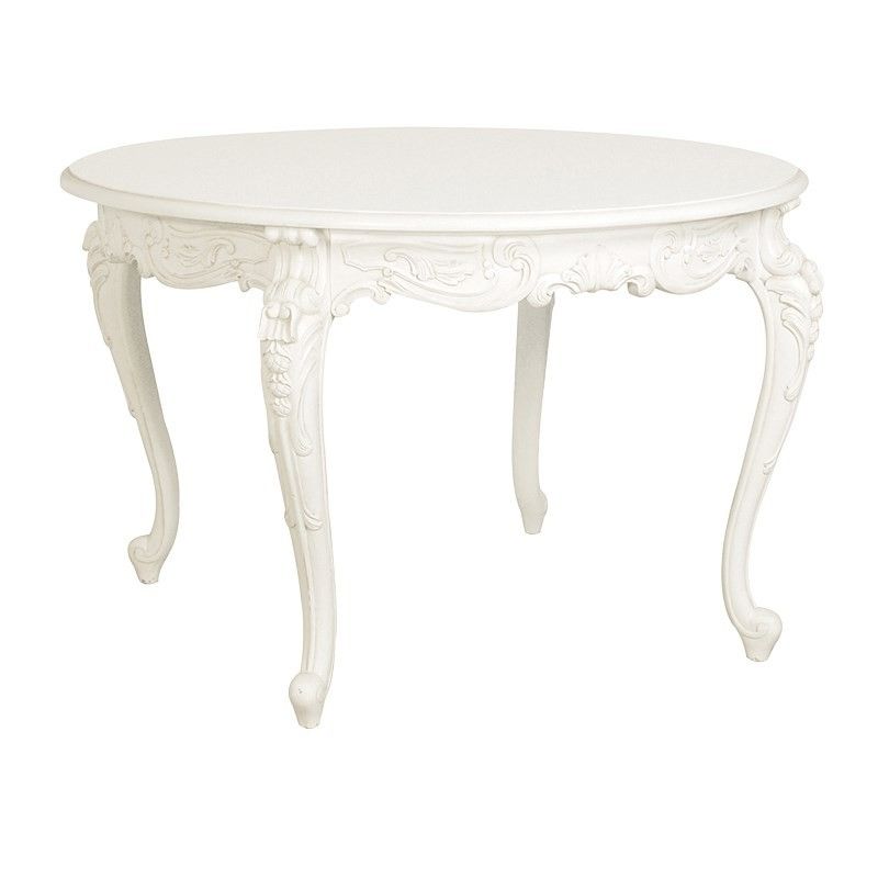 White Circle Dining Tables Within Fashionable Chateau Antique White French Carved Round Dining Table (Photo 16 of 20)