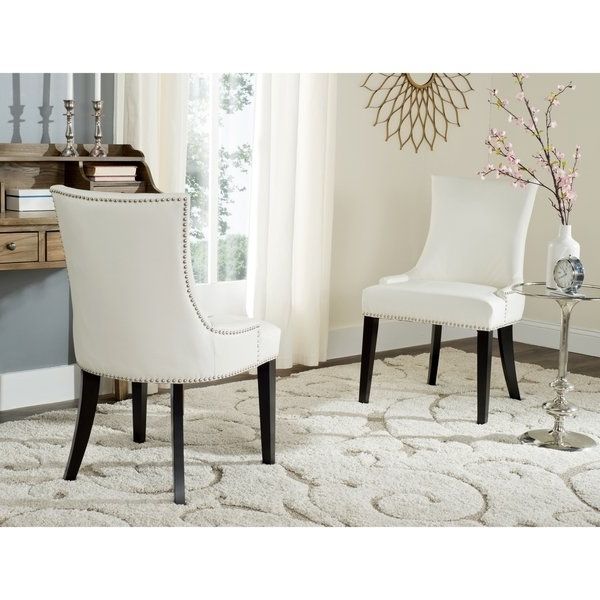 White Leather Dining Chairs With Favorite Shop Safavieh En Vogue Dining Lester White Leather Dining Chairs (Photo 10 of 20)