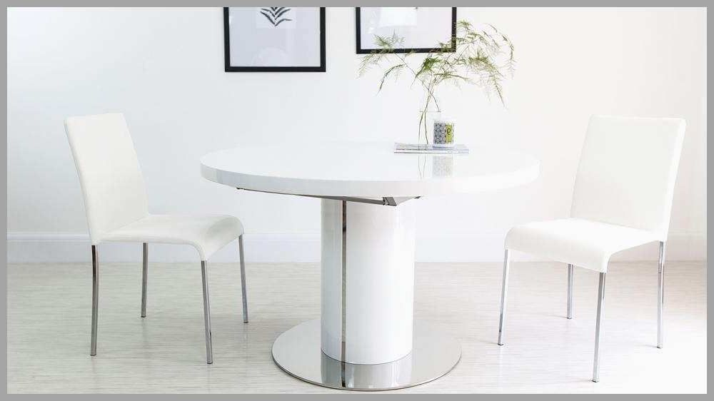 White Round Extendable Dining Table And Chairs Prettier Round For Fashionable White Gloss Round Extending Dining Tables (View 17 of 20)