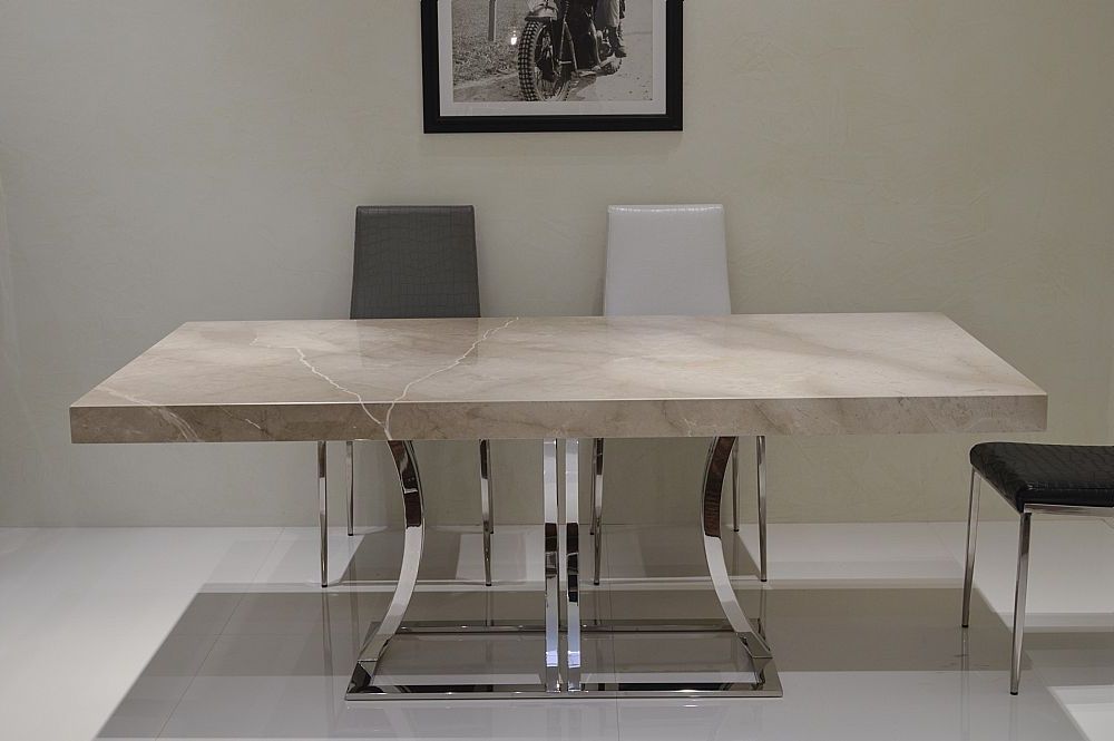 Widely Used Aurora Steel Marble Dining Tablestone International Regarding Stone Dining Tables (Photo 20 of 20)
