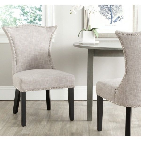 Widely Used Caira Black 7 Piece Dining Sets With Upholstered Side Chairs With Regard To Shop Safavieh En Vogue Dining Ciara Grey Dining Chairs (set Of 2 (Photo 10 of 20)
