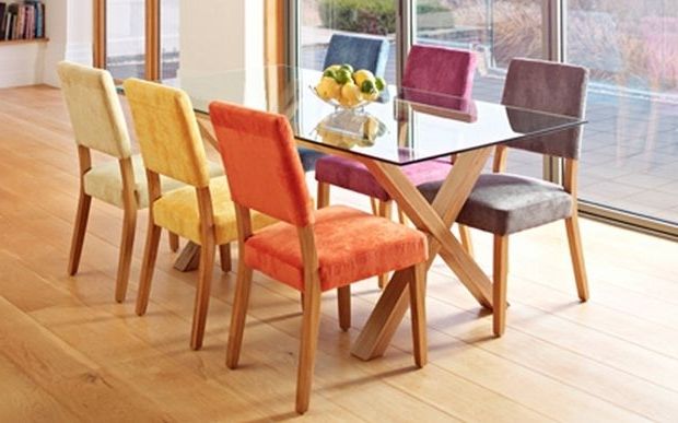 Widely Used Colourful Dining Tables And Chairs Pertaining To Different Coloured Dining Chairsa Oak And Glass Dining Table (Photo 1 of 20)