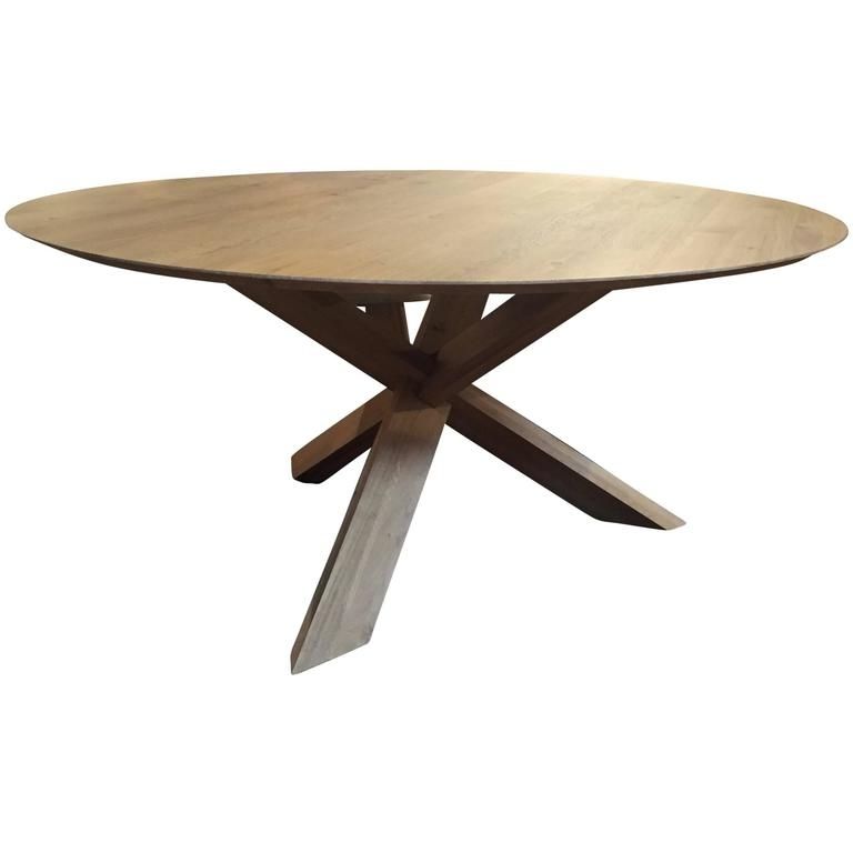 Widely Used Large White Round Dining Tables Throughout Modern Large White Oak Round Dining Table  Haskell Design For Sale (View 13 of 20)