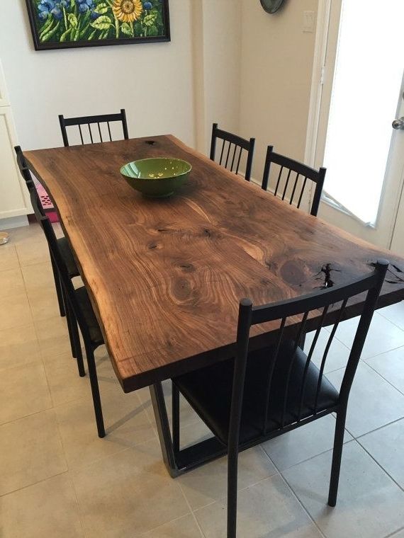 Widely Used Walnut Dining Tables Intended For Live Edge Black Walnut Dining Table With 1x3" Trapezoid Legs – Live (View 3 of 20)