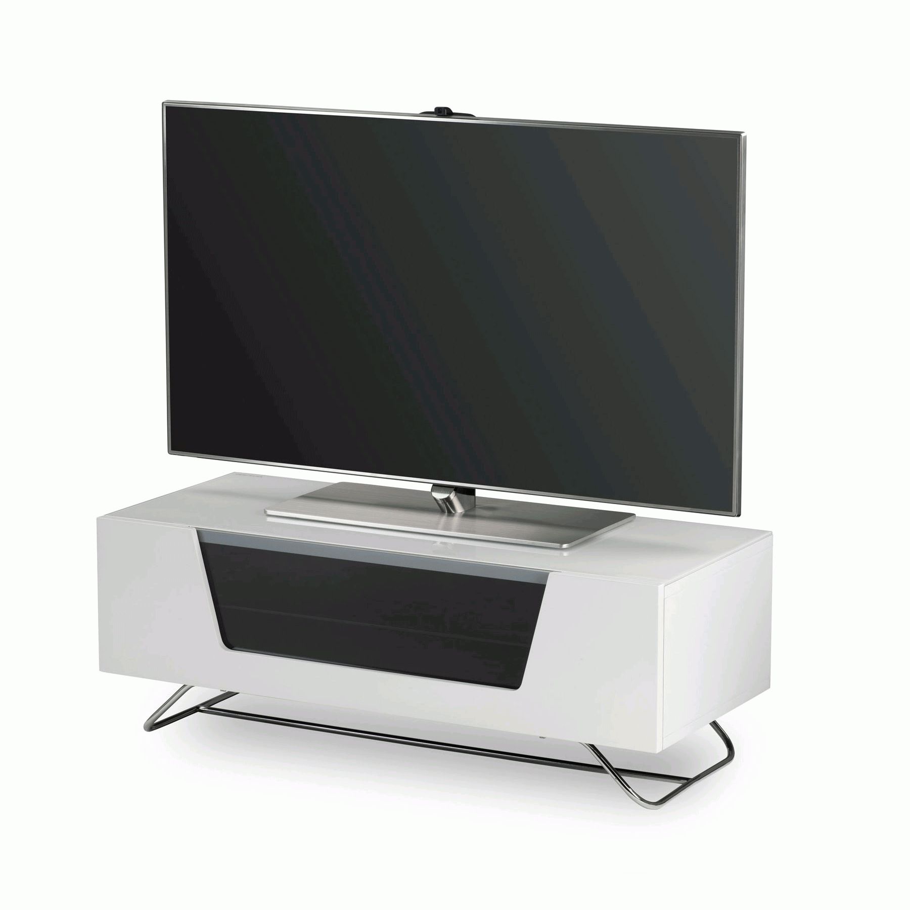 100cm Tv Stands Regarding Fashionable Alphason Chromium 2 100cm White Tv Stand For Up To 50" Tvs (Photo 6 of 20)