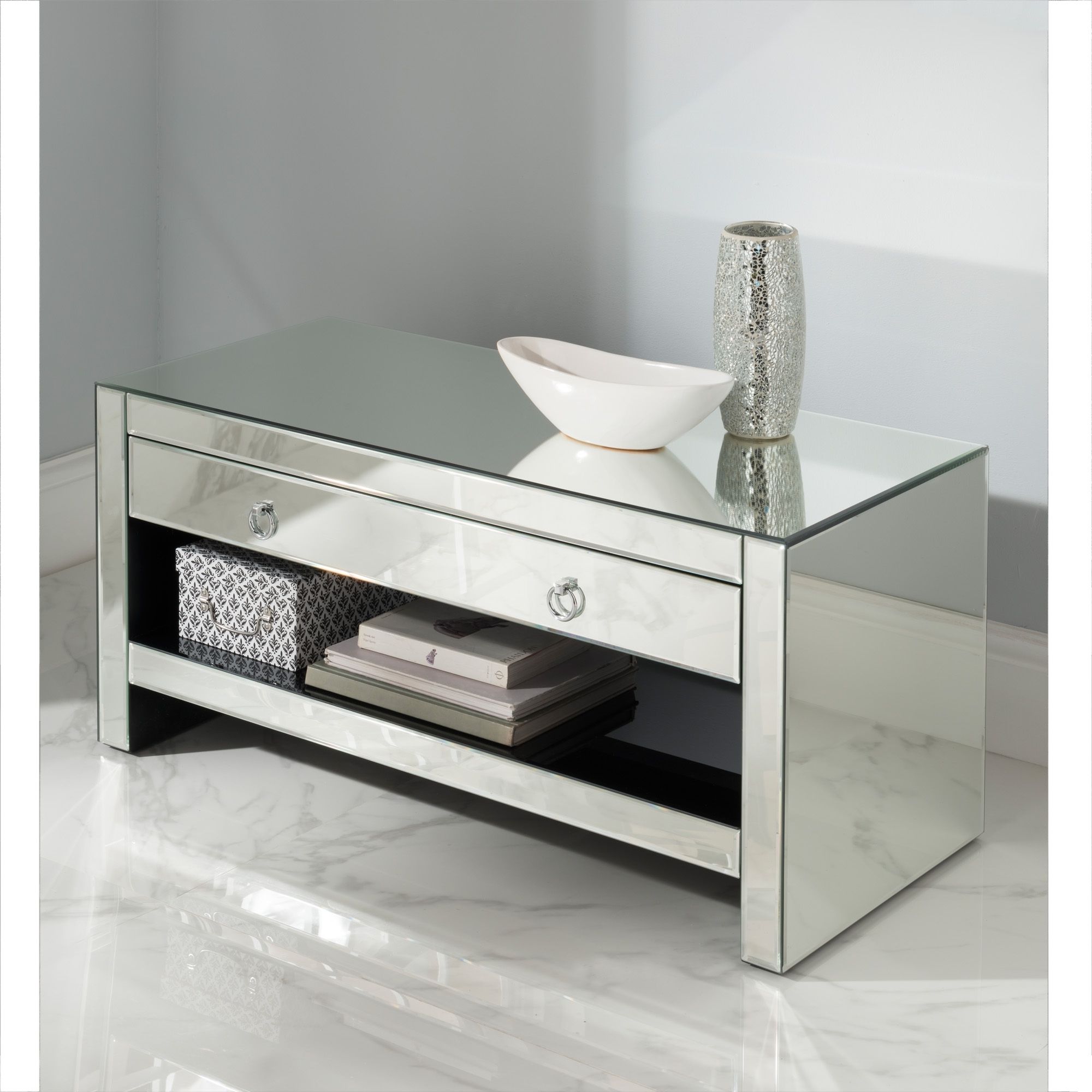 100cm Width Tv Units Inside Well Liked Mirrored Tv Cabinet (Photo 1 of 20)
