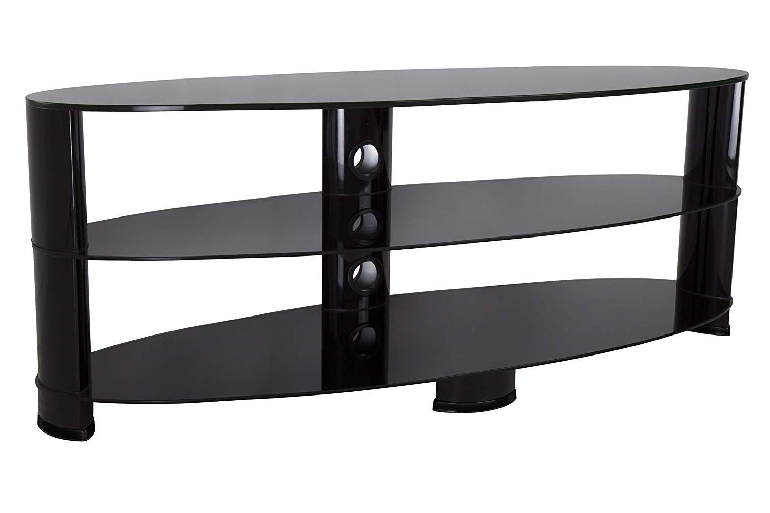 2017 Amazon: Avf Ovl1400bb A Tv Stand Glass Shelves Tvs Up To 65 Inch Throughout Oval Glass Tv Stands (Photo 3 of 20)