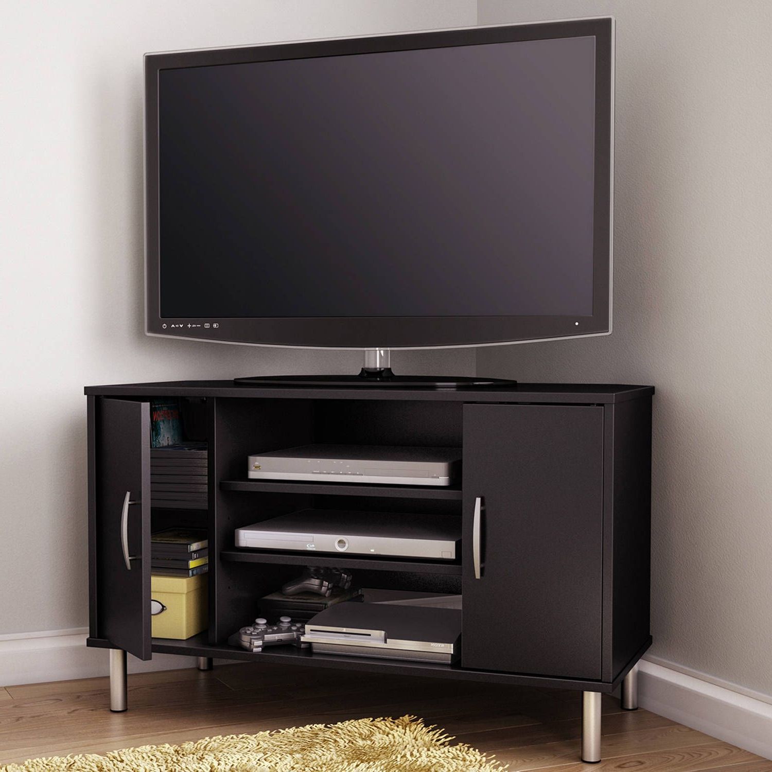 2017 Corner Tv Cabinets For Flat Screens With Doors Intended For Corner Tv Tables For Flat Screens (View 4 of 20)