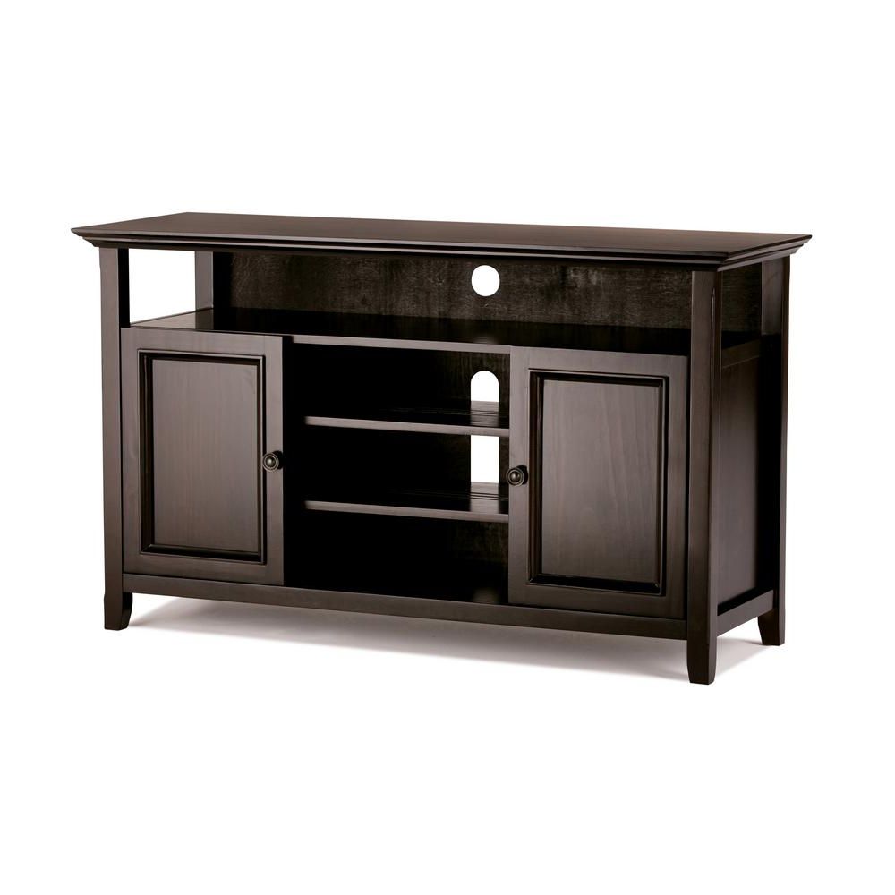 2017 Simpli Home Amherst Dark Brown 54 In. Tv Media Stand Int Axcamh Tv In Draper 62 Inch Tv Stands (Photo 8 of 20)