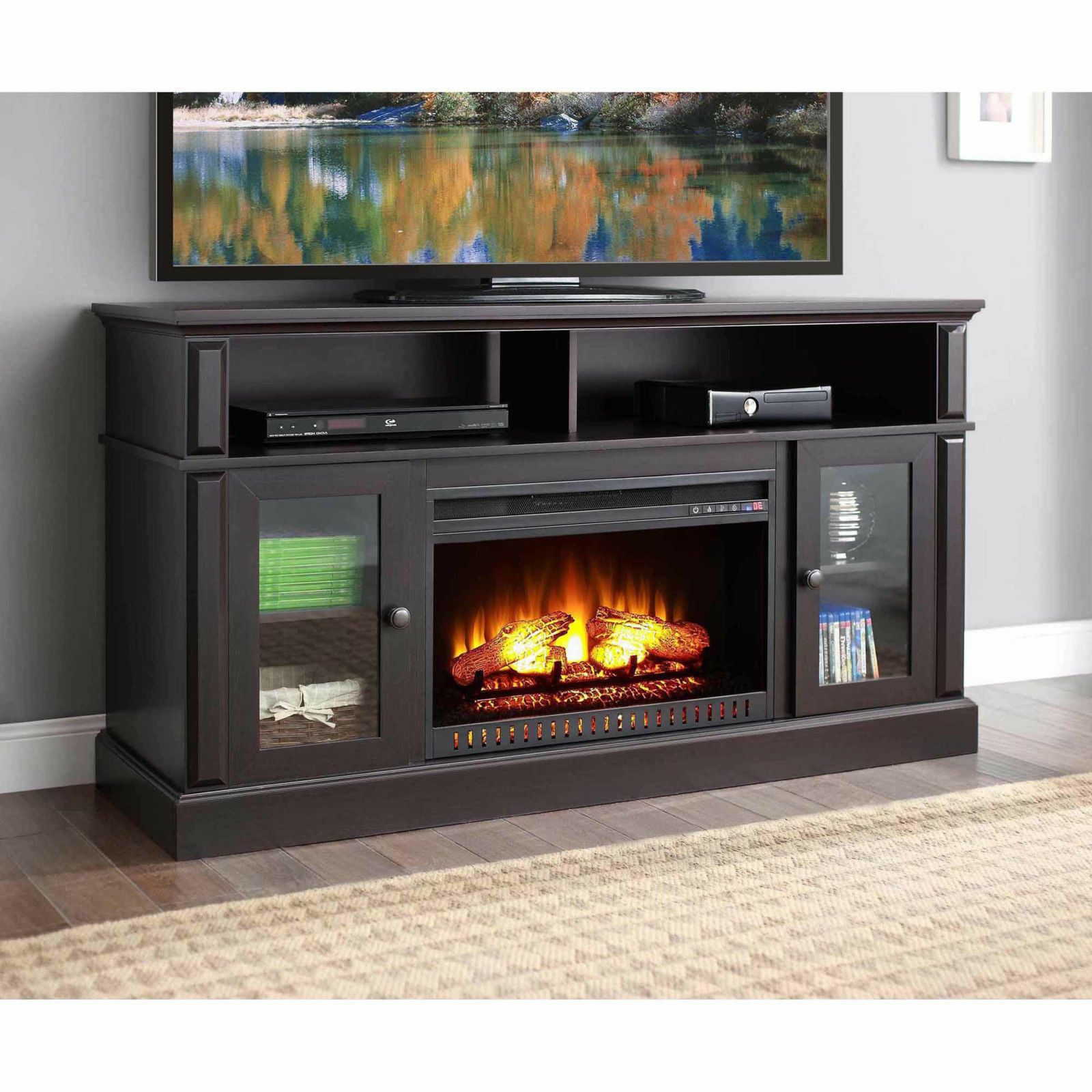 2018 Fireplace Tv Stand 70" Media Entertainment Storage Wood Console In Jaxon 65 Inch Tv Stands (View 5 of 20)