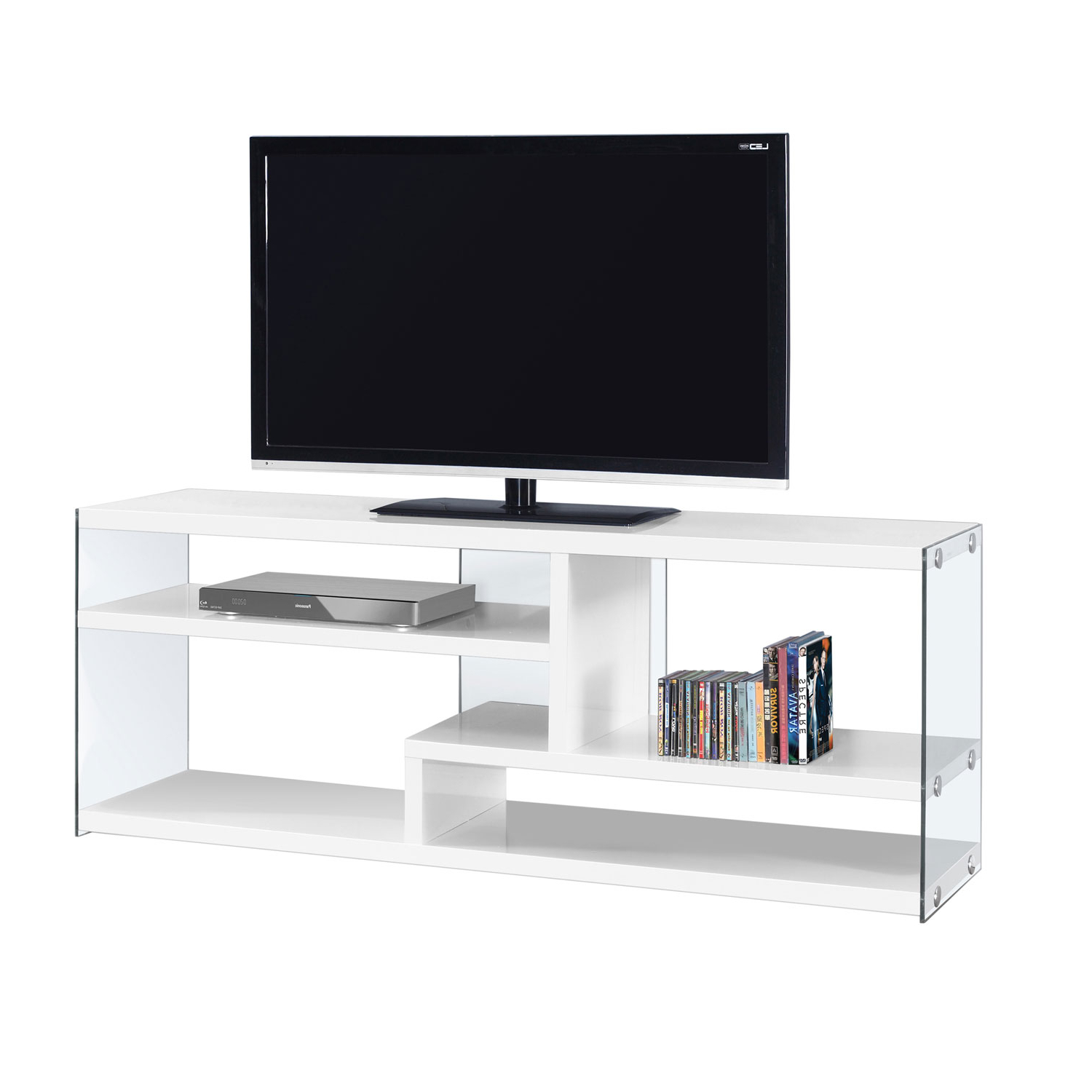 2018 Hawthorne Ave Tv Stand 60l / Glossy White With Tempered Glass I 2690 Inside Noah 75 Inch Tv Stands (Photo 10 of 20)