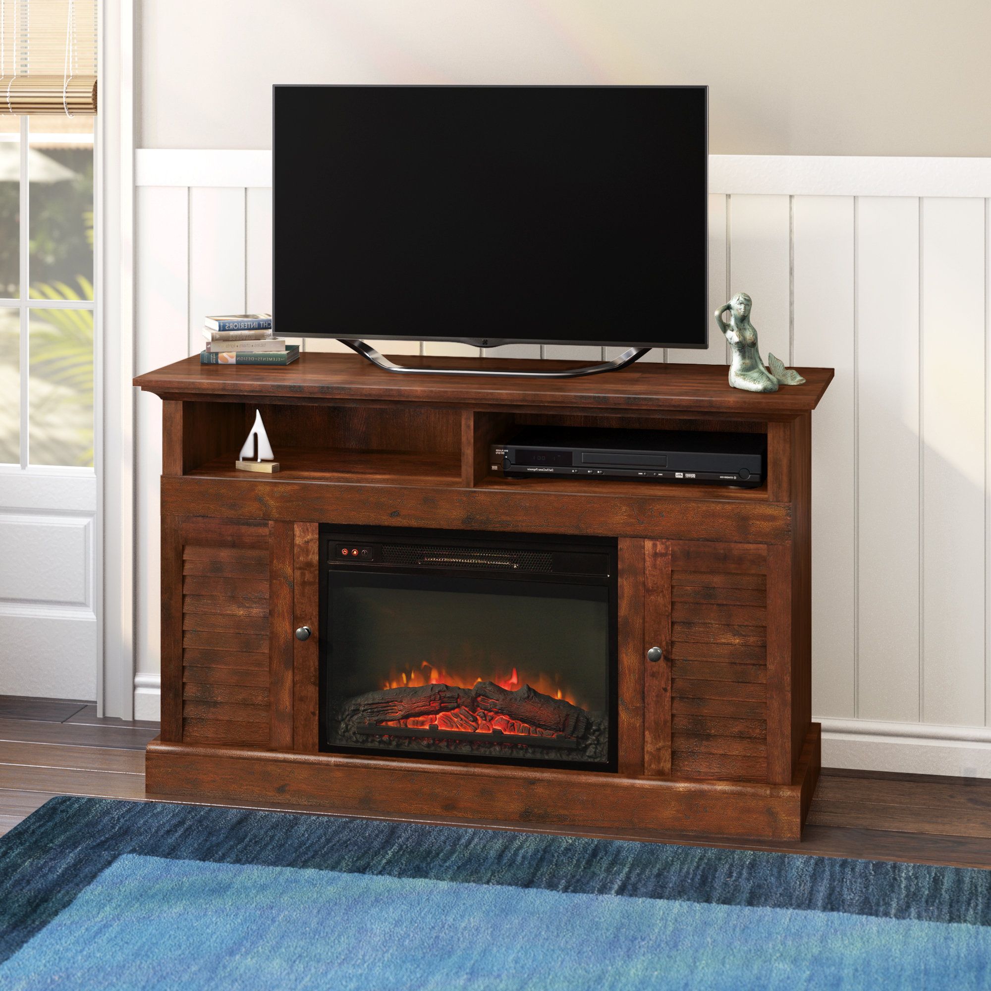 2018 Sinclair White 54 Inch Tv Stands Inside 60 69 Inch Tv Stand Fireplaces You'll Love (Photo 9 of 20)