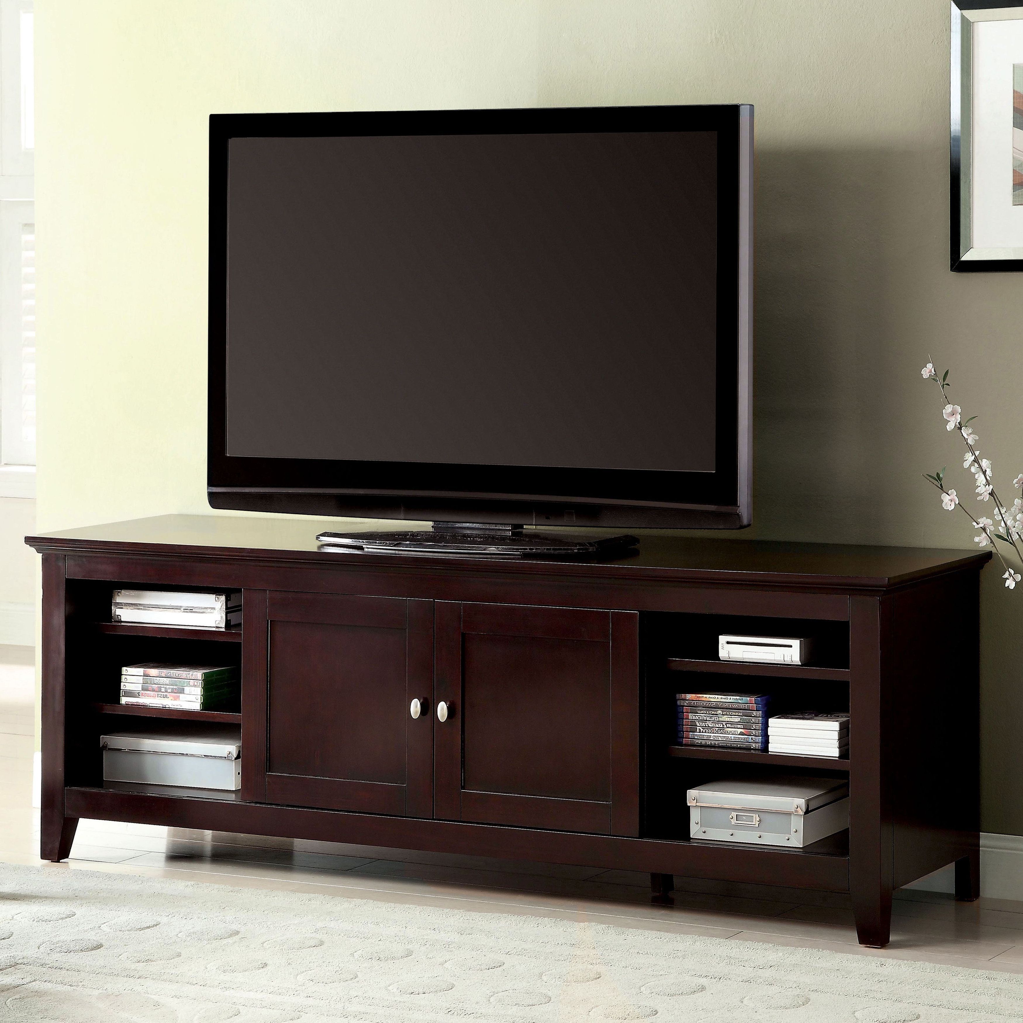 24 Inch Led Tv Stands With Fashionable Furniture Of America Harmos Transitional 72 Inch Dark Cherry Tv (Photo 10 of 20)