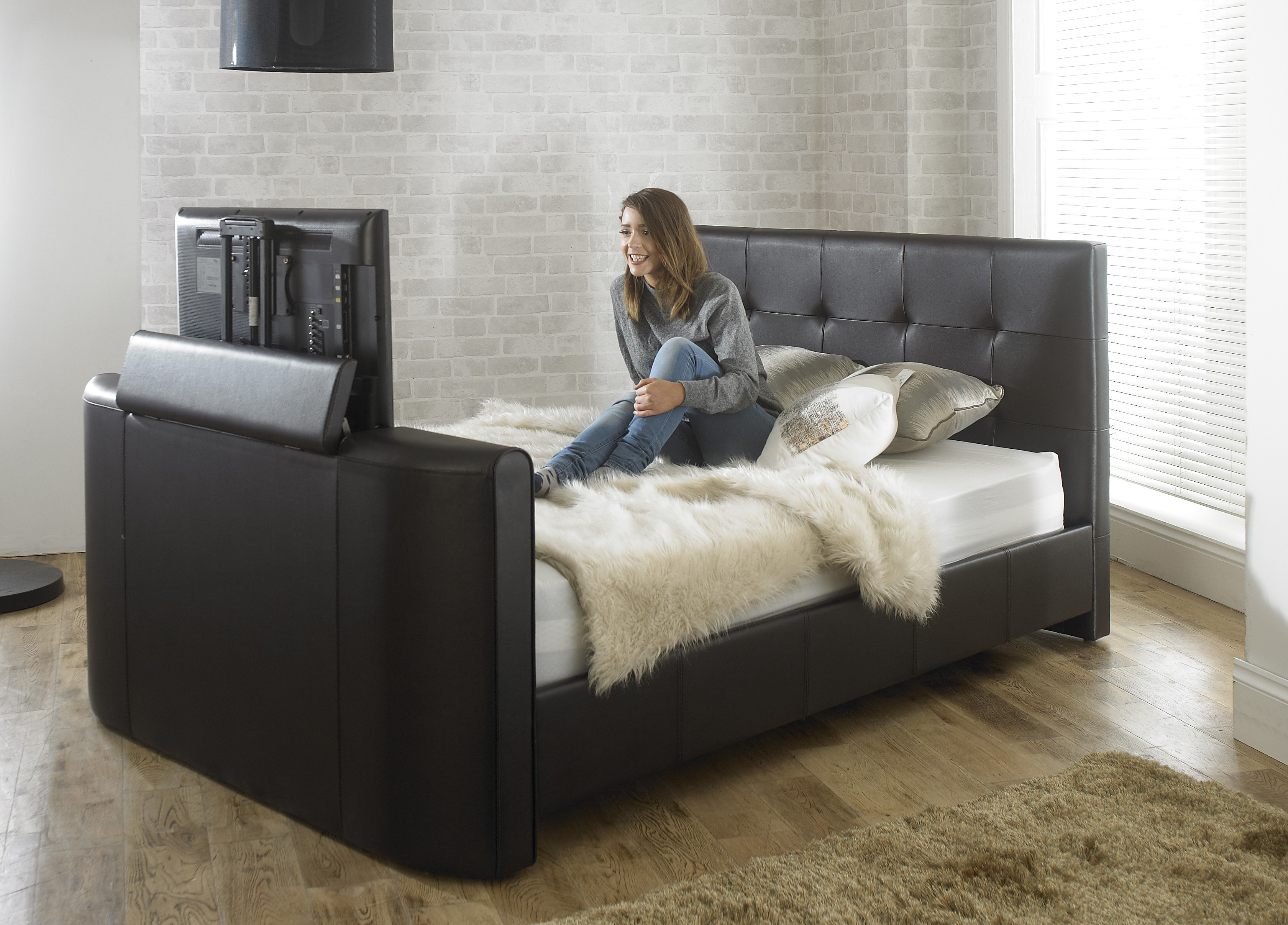 32 Inch Tv Beds Inside Latest Black Alpha Manual Tv Bed – Free Delivery – Cheapest Double Tv Bed (Photo 4 of 20)