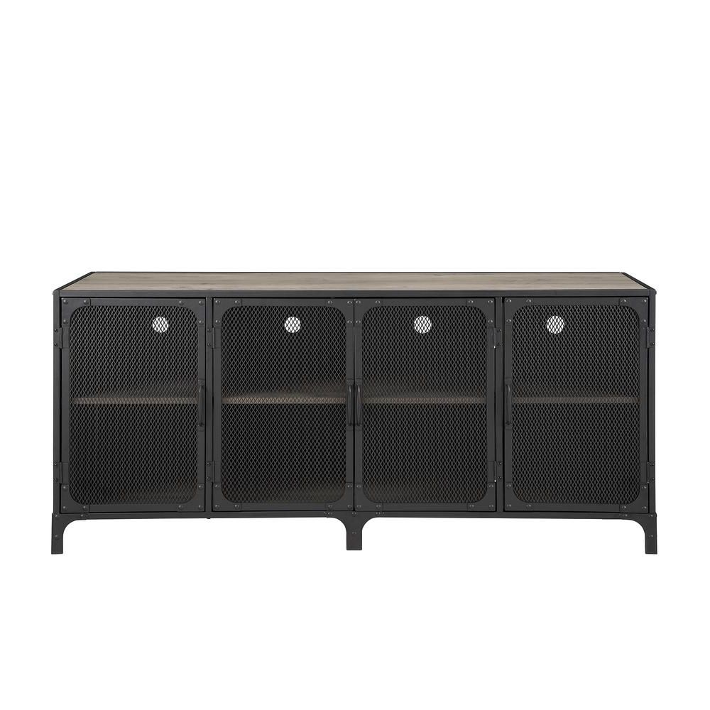 60" Urban Industrial Tv Stand Storage Console With Metal Mesh Doors Inside Most Recent Industrial Tv Cabinets (View 15 of 20)