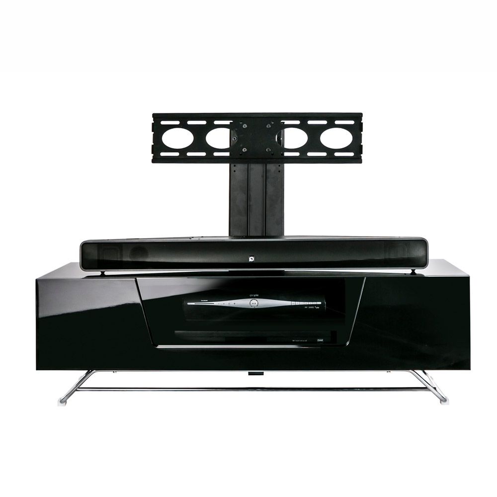 Alphason Chromium 2 1200 Gloss Black Tv Cabinet W/ Tv Bracket With Regard To Latest Shiny Black Tv Stands (View 8 of 20)