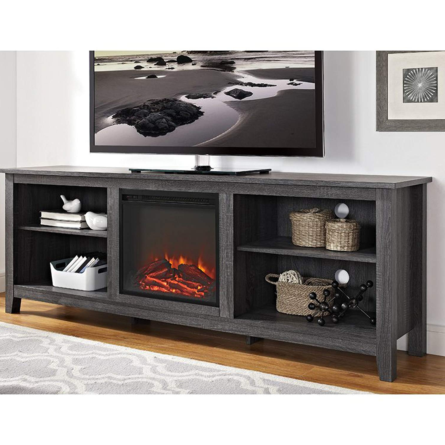 Amazon: Electric Fireplace Tv Stand For Tvs Up To 70 With Regard To Fashionable Kilian Grey 74 Inch Tv Stands (View 12 of 20)