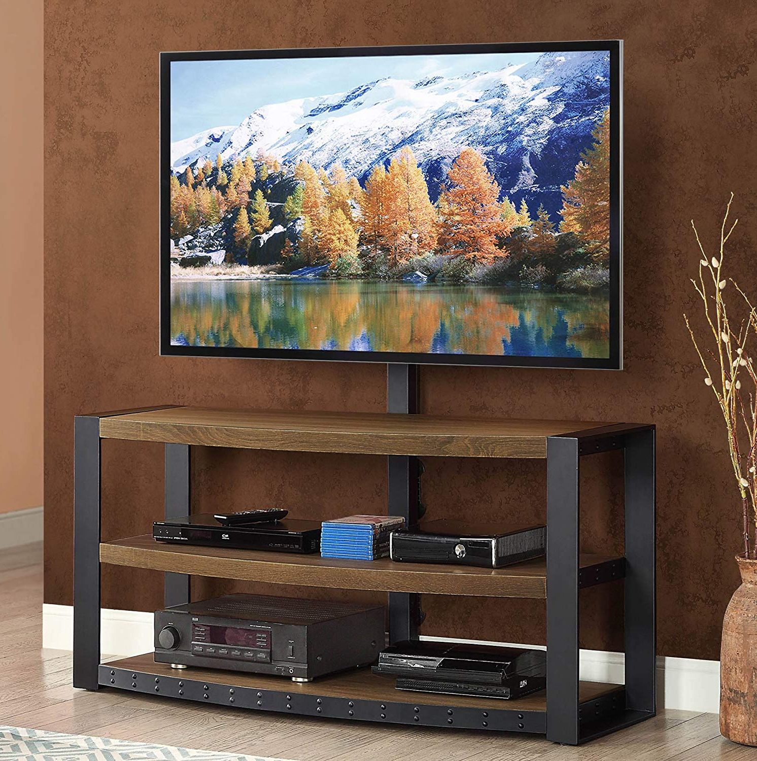 Amazon: Whalen Furniture Santa Fe 3 In 1 Tv Stand: Kitchen & Dining In Popular Walton 74 Inch Open Tv Stands (Photo 17 of 20)