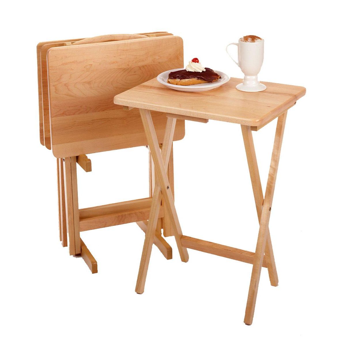 Amazon: Winsome Wood 42520 Alex Snack Table Natural Set 5 Pc For Newest Folding Tv Trays (View 8 of 20)