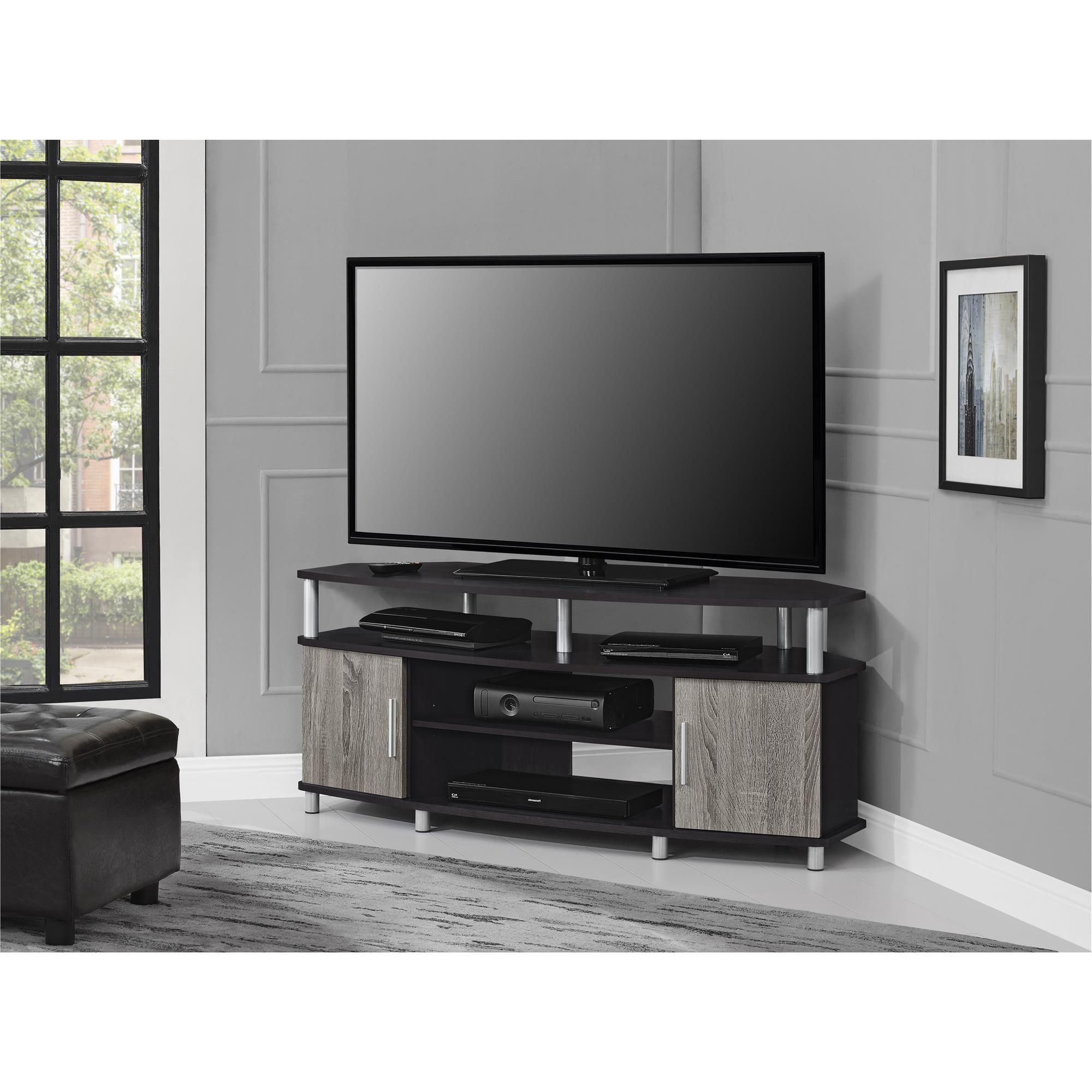 Ameriwood Home Carson Corner Tv Stand For Tvs Up To 50" Wide, Black Regarding Famous Cornet Tv Stands (Photo 1 of 20)
