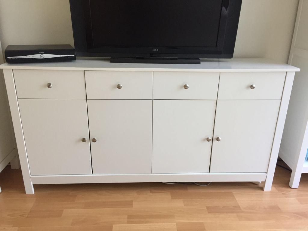 Argos White Wooden Sideboard Tv Stand! Like Ikea! Drawers & Cupboard Pertaining To Well Known Sideboard Tv Stands (Photo 5 of 20)