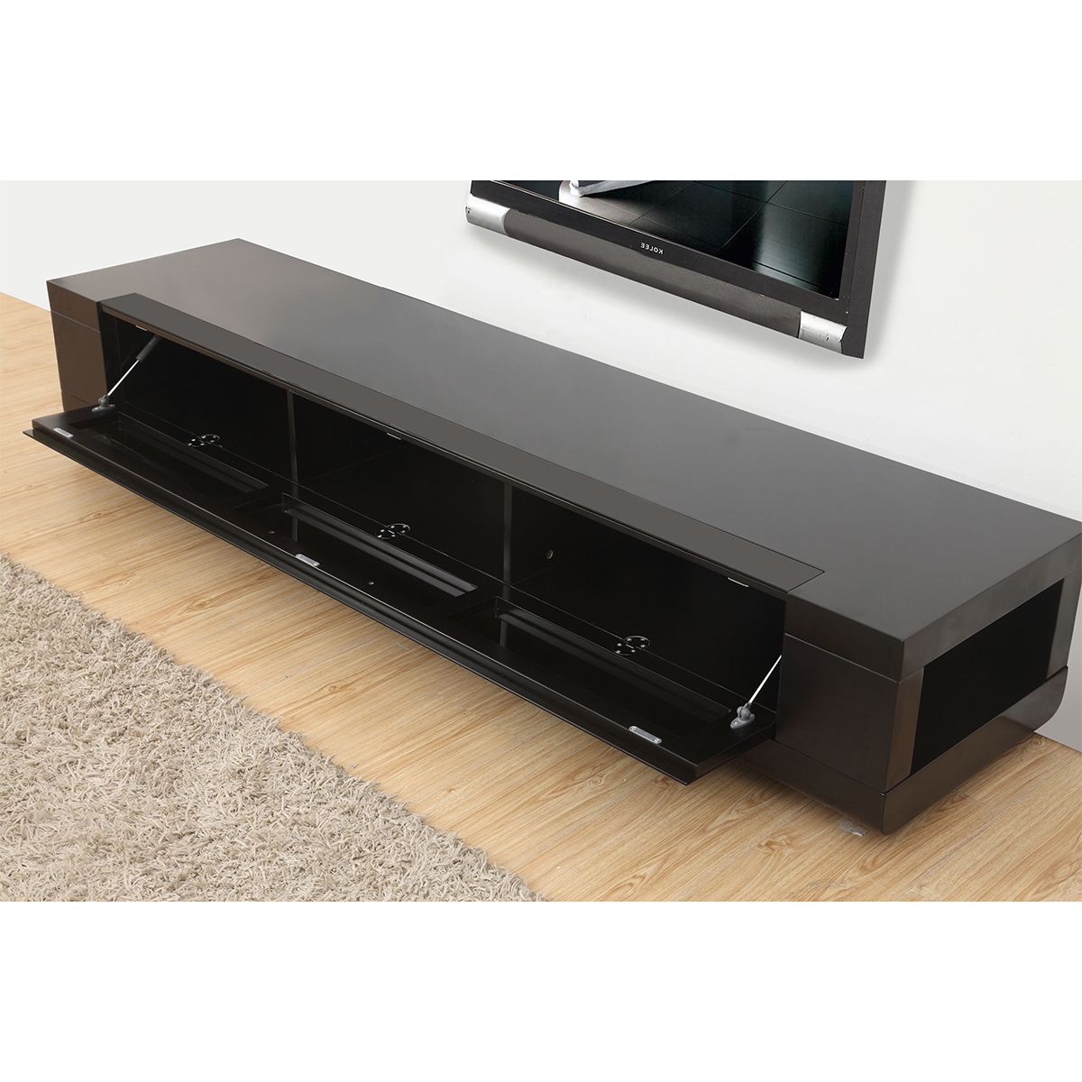 B Modern Bm Blk Glass Front Tv Cabinet Kitchen Cabinets Drinks Within 2018 Glass Front Tv Stands (Photo 1 of 20)