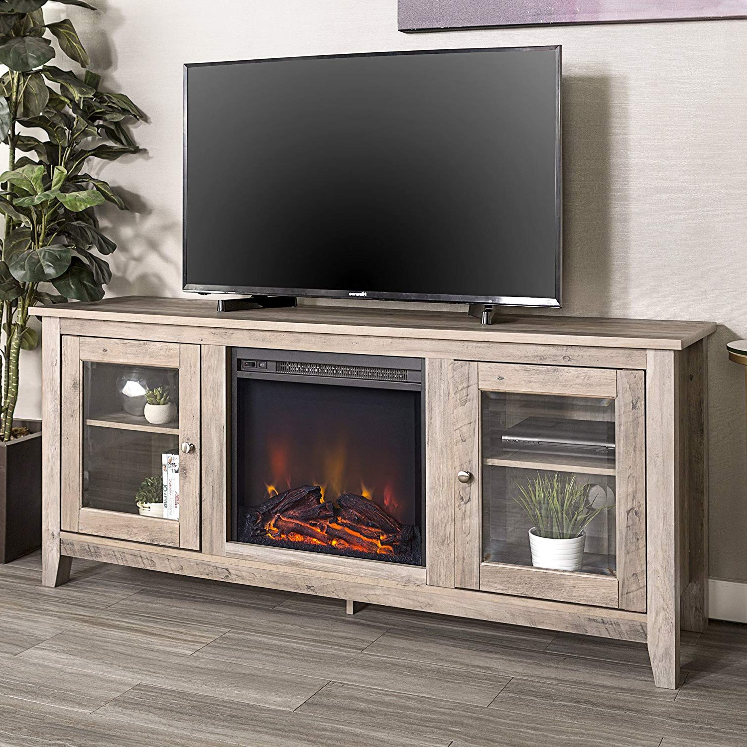 Best And Newest Amazon: We Furniture 58" Wood Media Tv Stand Console With Intended For Casey Grey 66 Inch Tv Stands (View 13 of 20)