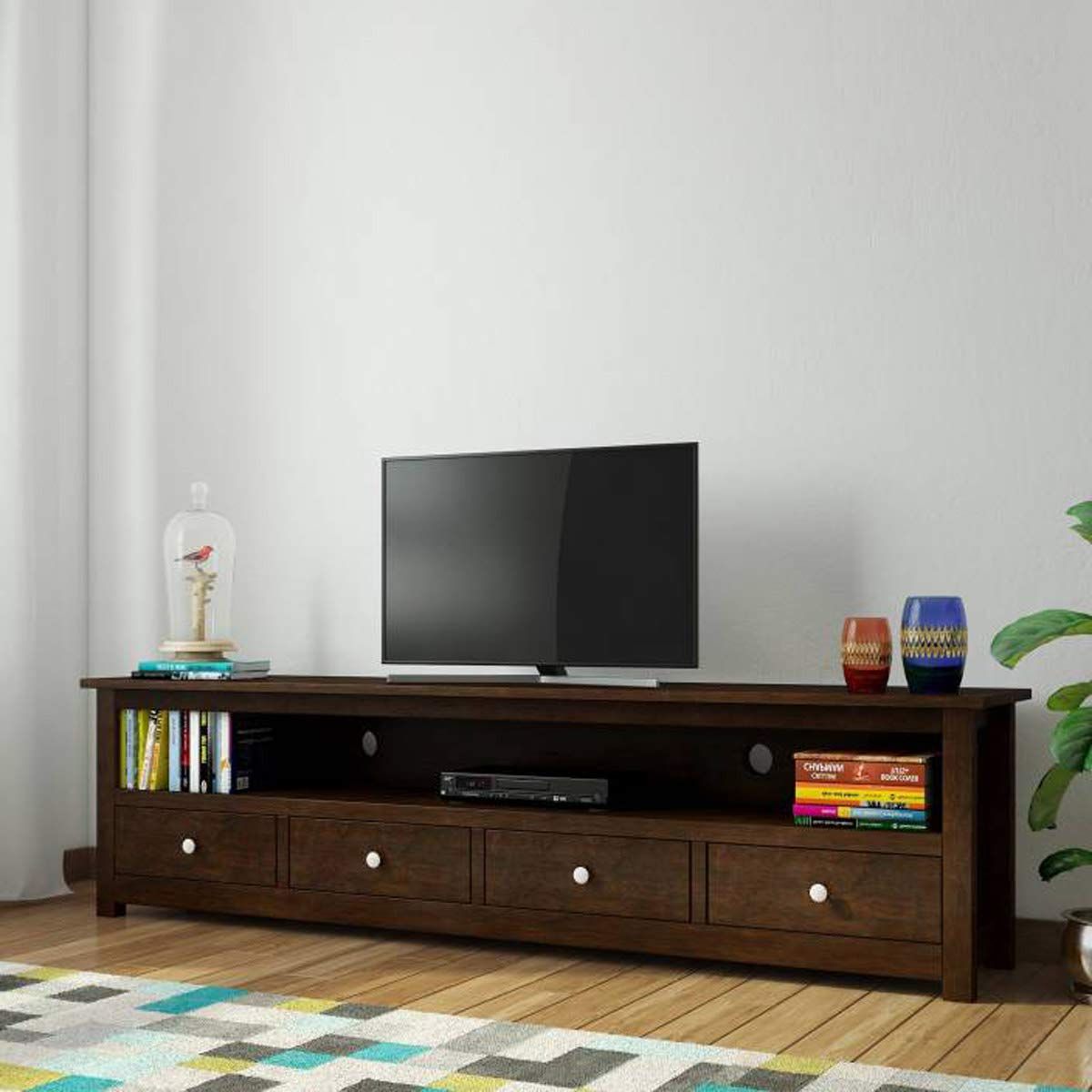 Best And Newest Daintree Sheesham Wood 1.96 Meter Dolly 4 Draw Tv Unit Cabinet Within Daintree Tv Stands (Photo 5 of 20)