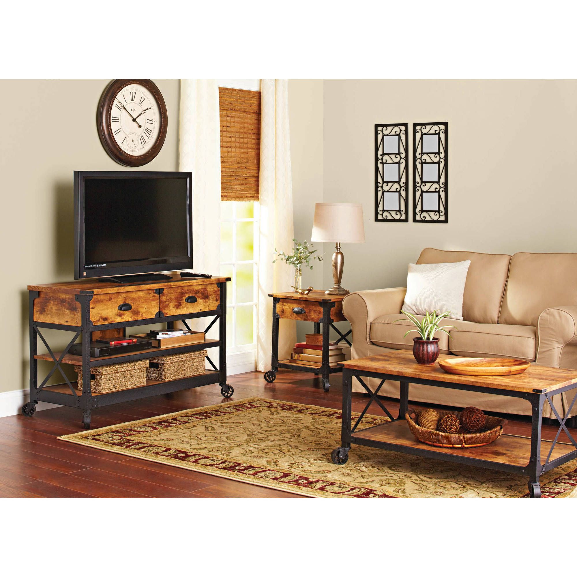 Better Homes & Gardens Rustic Country Tv Stand For Tvs Up To 52 For Current Coffee Table And Tv Unit Sets (View 5 of 20)