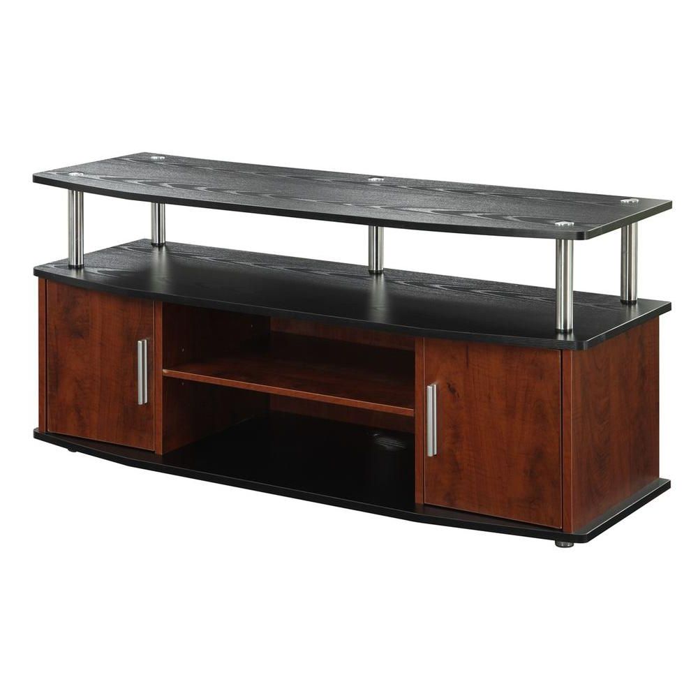 Black And Red Tv Stands Throughout Fashionable Convenience Concepts Designs2go Monterey Cherry And Black Storage (View 8 of 20)