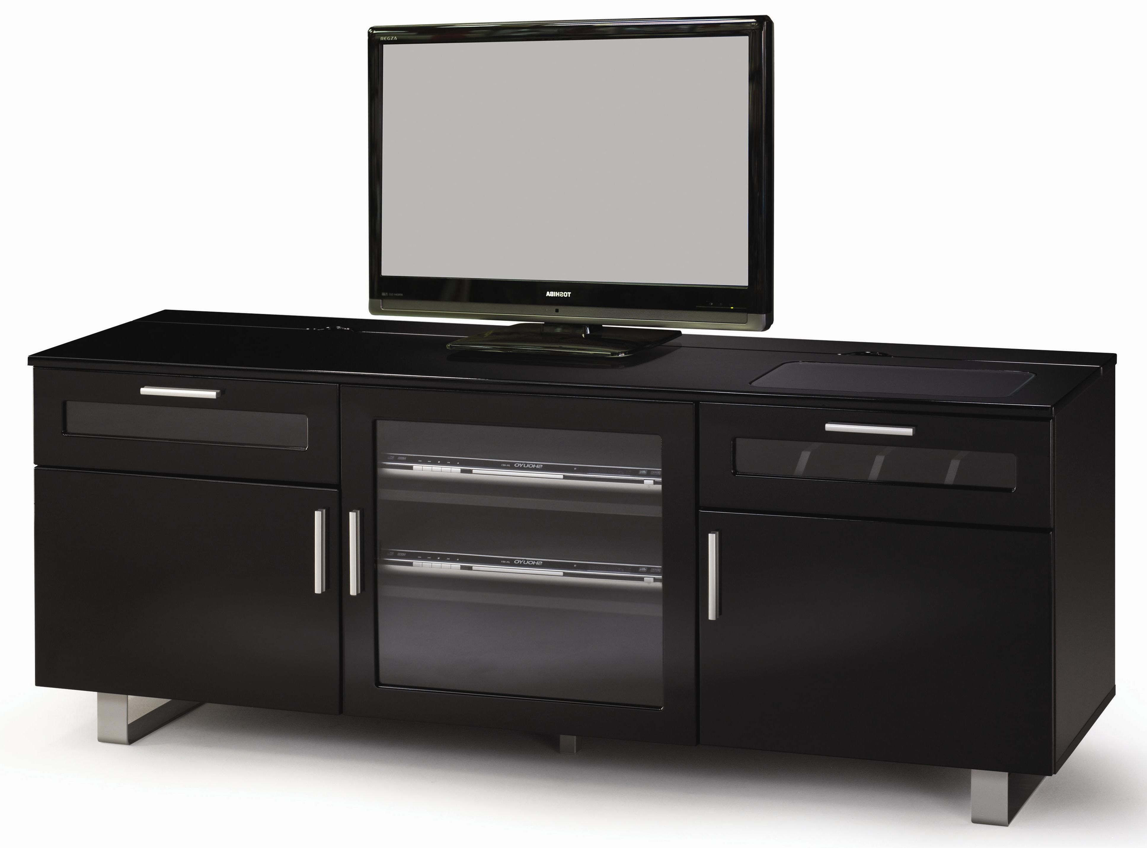 Black Gloss Tv Stands With Regard To Famous Coaster Tv Stands 700672 Contemporary Tv Console With High Gloss (Photo 18 of 20)