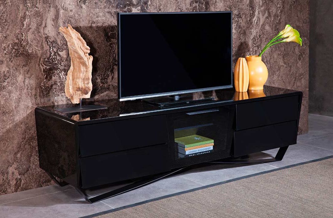 Black High Gloss Tv Stand Vg  (View 4 of 20)