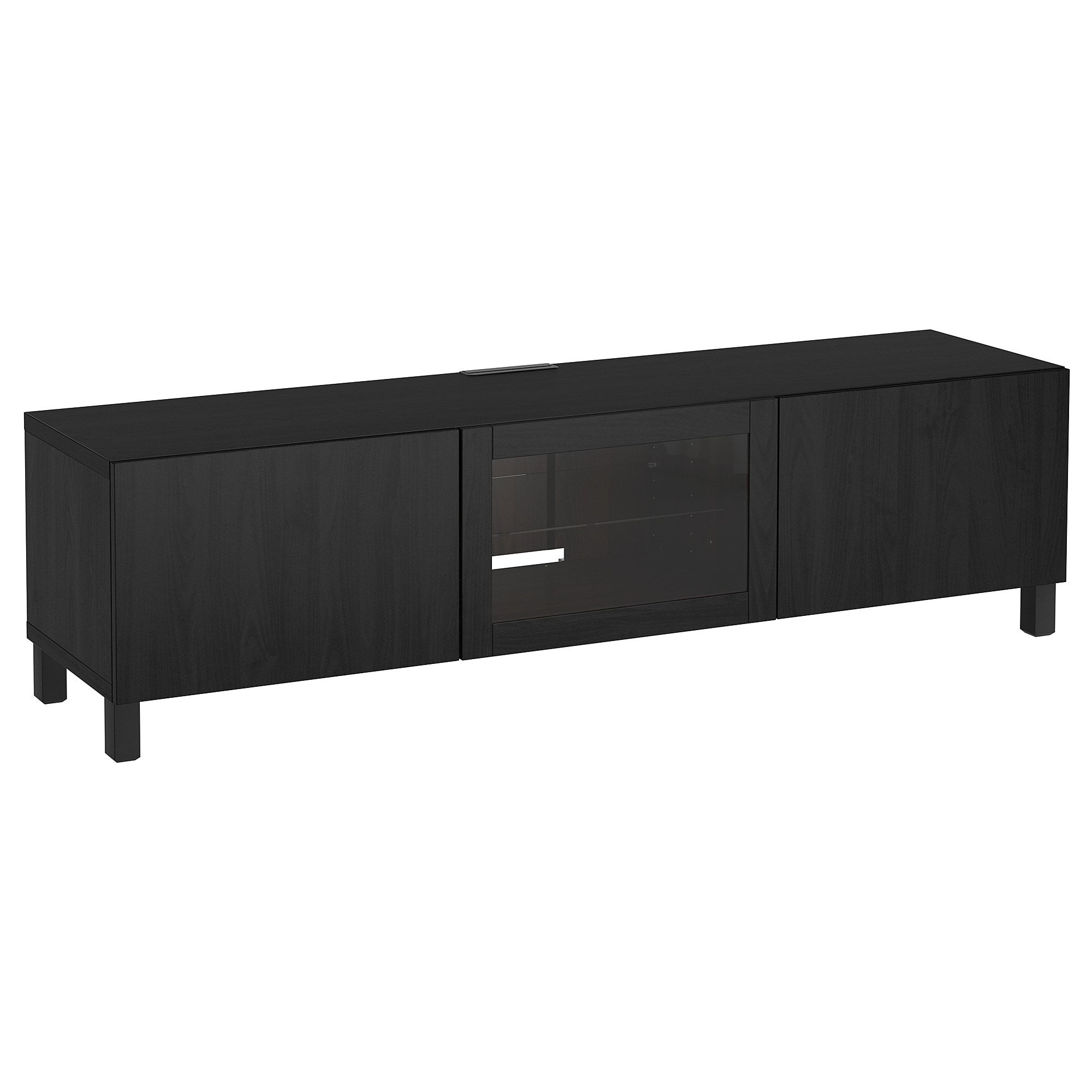 Black Tv Cabinets With Drawers For Newest Bestå Tv Unit With Drawers And Door – Lappviken Black Brown Clear (Photo 4 of 20)
