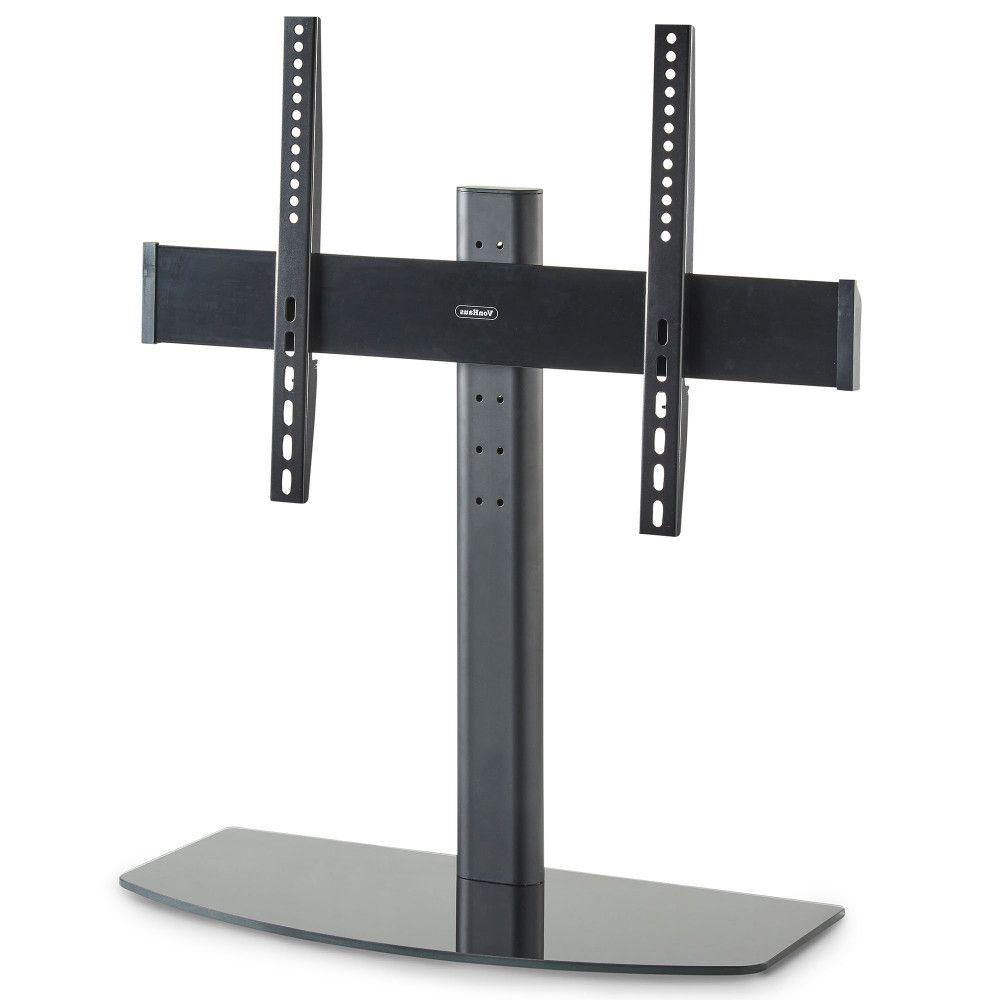 Bracketed Tv Stands With Regard To Well Liked Tv Stands Bracket Vonhaus Black Universal Table Top Tv Stand Domu (View 12 of 20)
