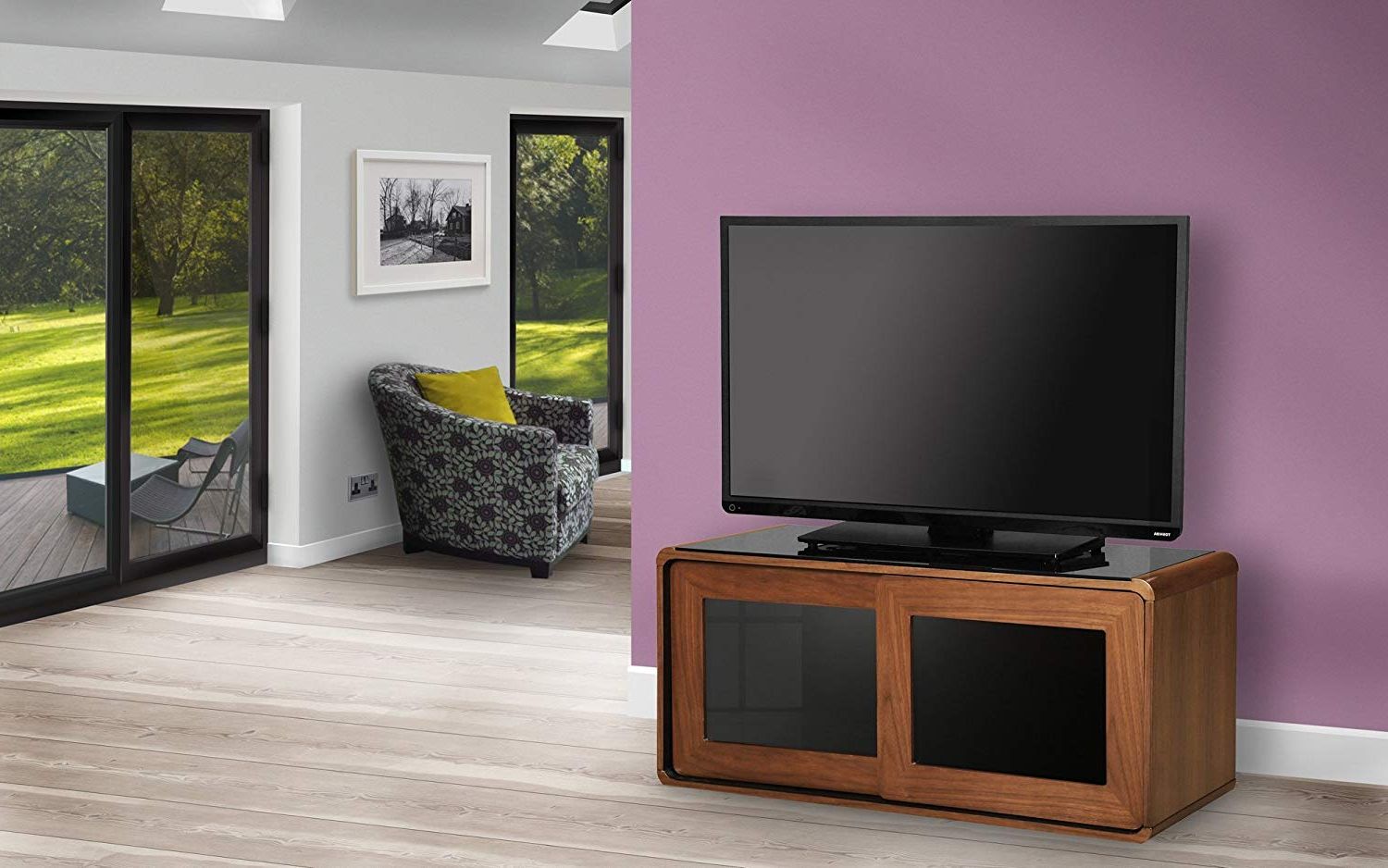 Centurion Supports Nora Walnut With Gloss Black: Amazon.co.uk In Popular Beam Thru Tv Cabinets (Photo 10 of 20)
