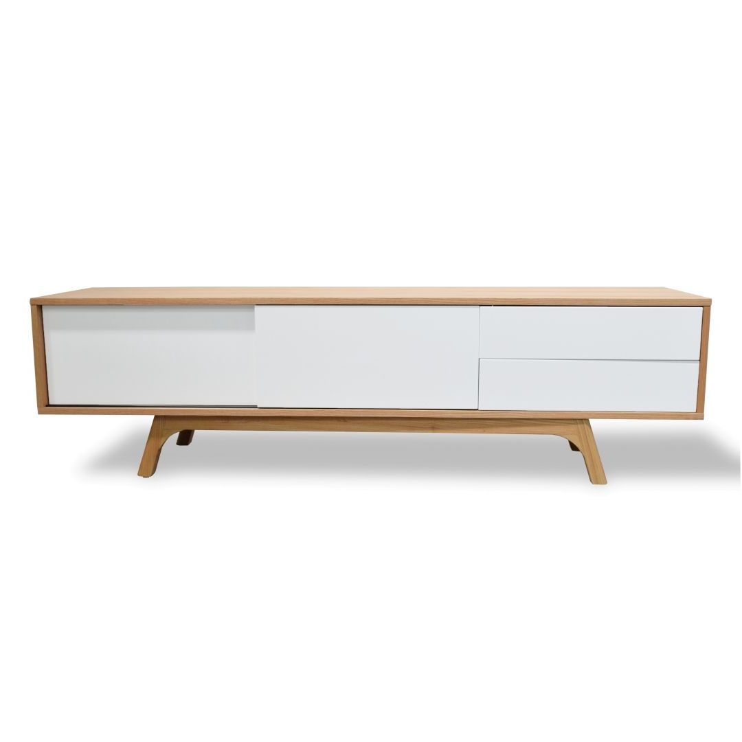 Cheap Lowline Tv Units Intended For Preferred Hendrix 1.8m Scandinavian Tv Entertainment Unit – Lowline – Natural (Photo 5 of 20)