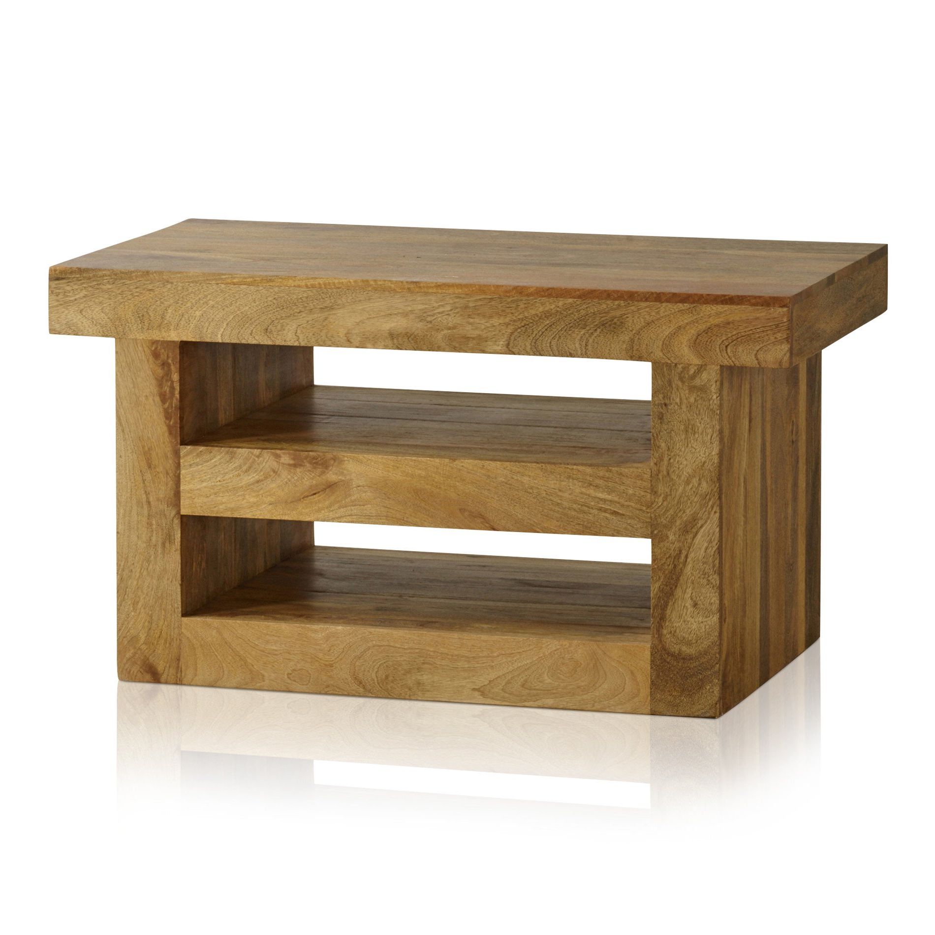 Chunky Wood Tv Units Intended For Popular Mantis Light Natural Solid Mango Tv + Dvd Stand (View 19 of 20)