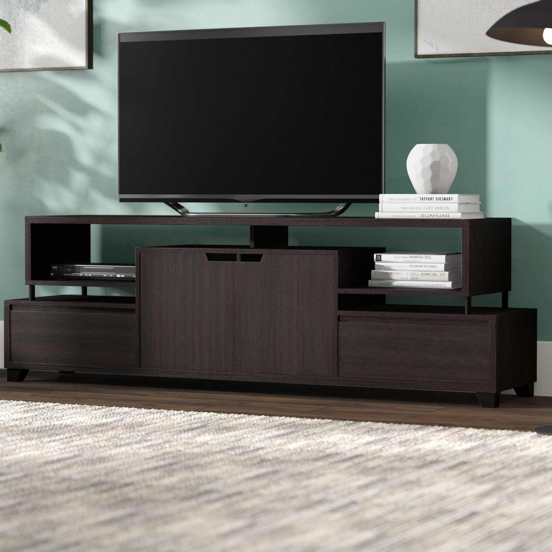 Contemporary Tv Cabinets For Flat Screens For Famous Brayden Studio Pellerin Contemporary Tv Stand For Tvs Up To  (View 1 of 20)