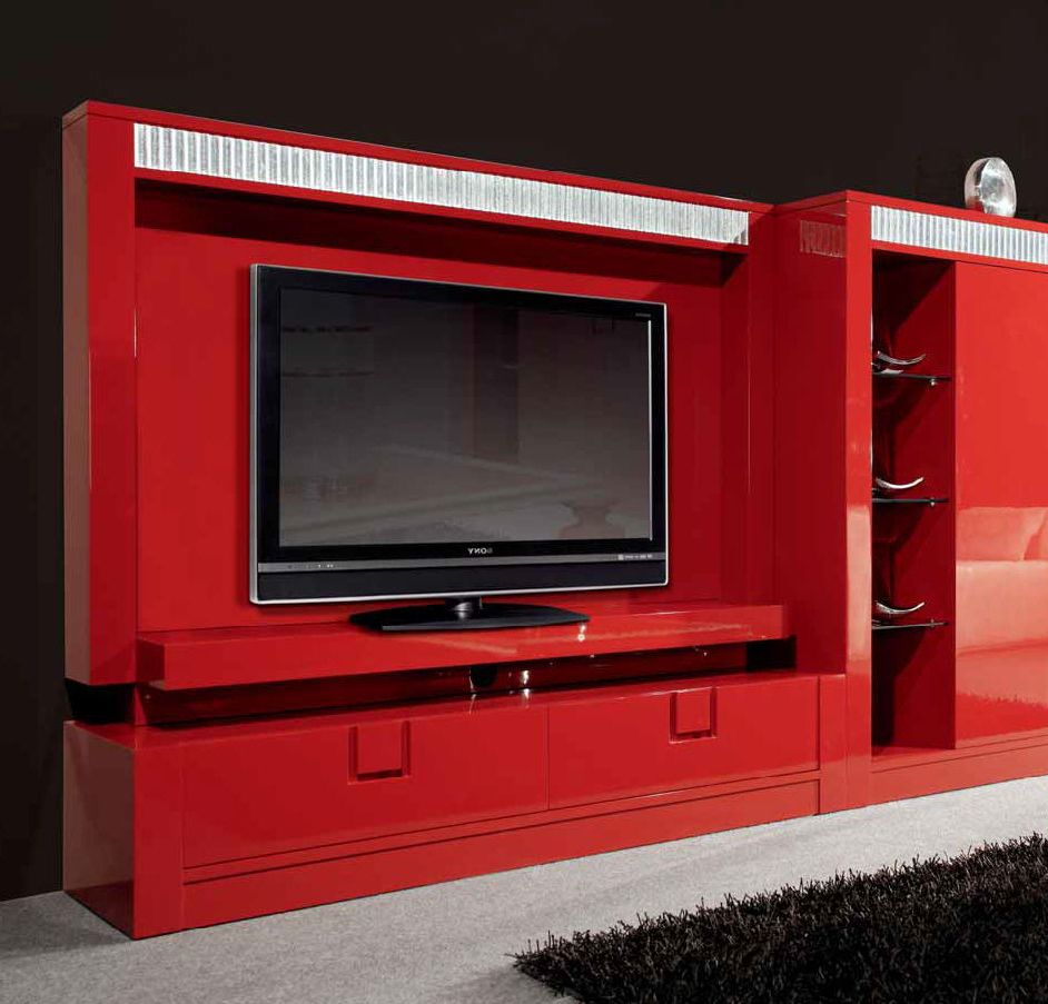 Contemporary Tv Wall Unit / Wooden / Lacquered Wood – Calgari Inside Well Liked Red Tv Units (Photo 1 of 20)
