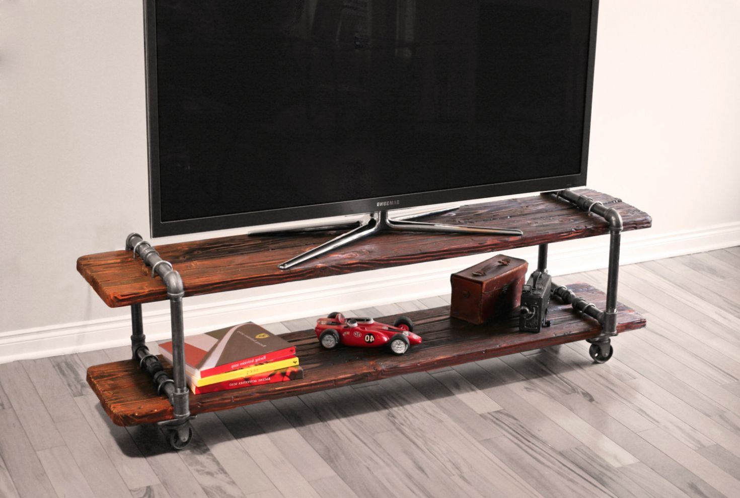 Cool Industrial Style Cast Iron Pipe And Wood Diy Tv Stand With In With Preferred Cast Iron Tv Stands (Photo 1 of 20)
