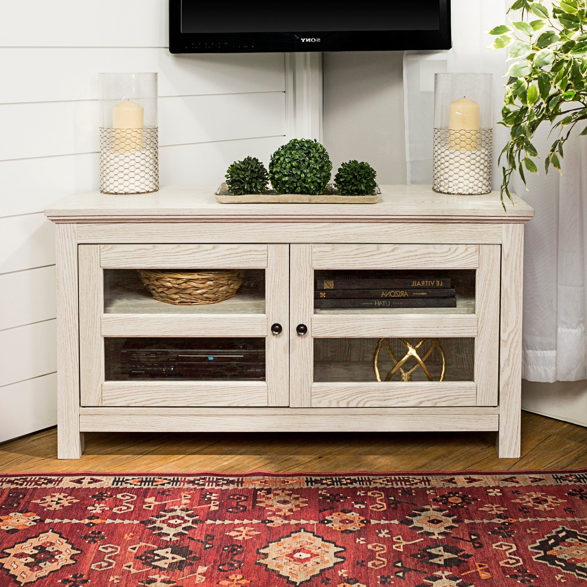 Corner Tv Stands For 60 Inch Tv Pertaining To Most Recently Released Shop 44" Corner Tv Stand Console – White Wash – 44 X 16 X 23h – Free (View 19 of 20)