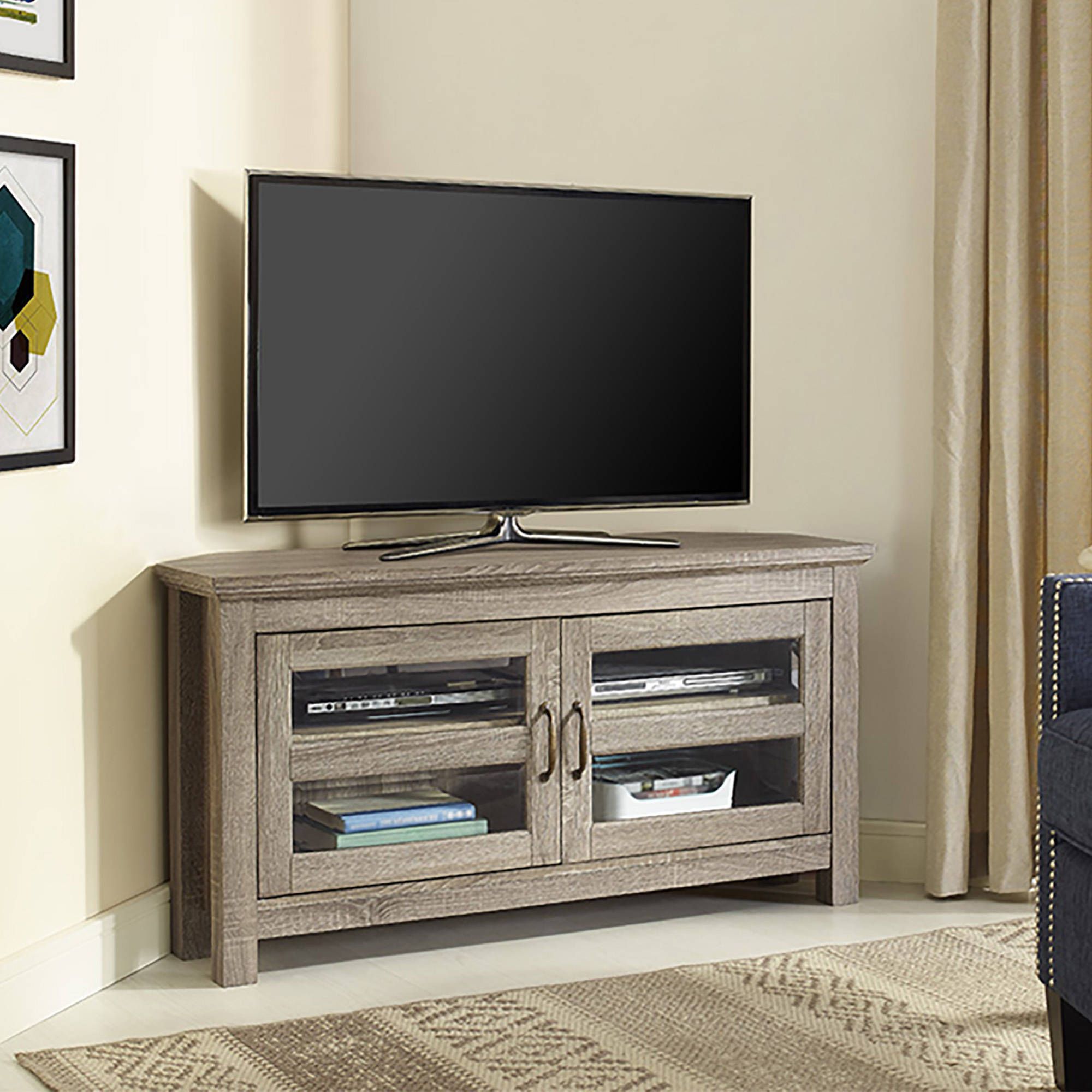 Corner Tv Stands With Regard To Preferred Walker Edison Black Corner Tv Stand For Tvs Up To 48", Multiple (View 10 of 20)