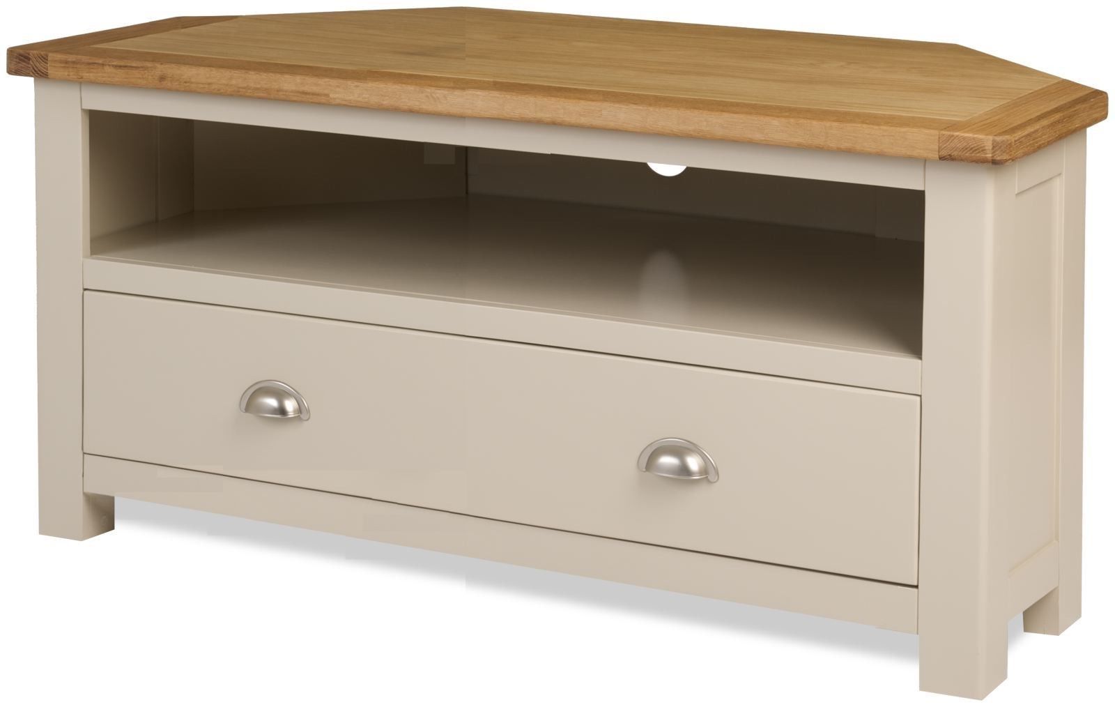 Corner Wood Tv Stand Melton Stone Colour Painted – Furnish Ideas Intended For Most Popular Painted Corner Tv Cabinets (View 2 of 20)