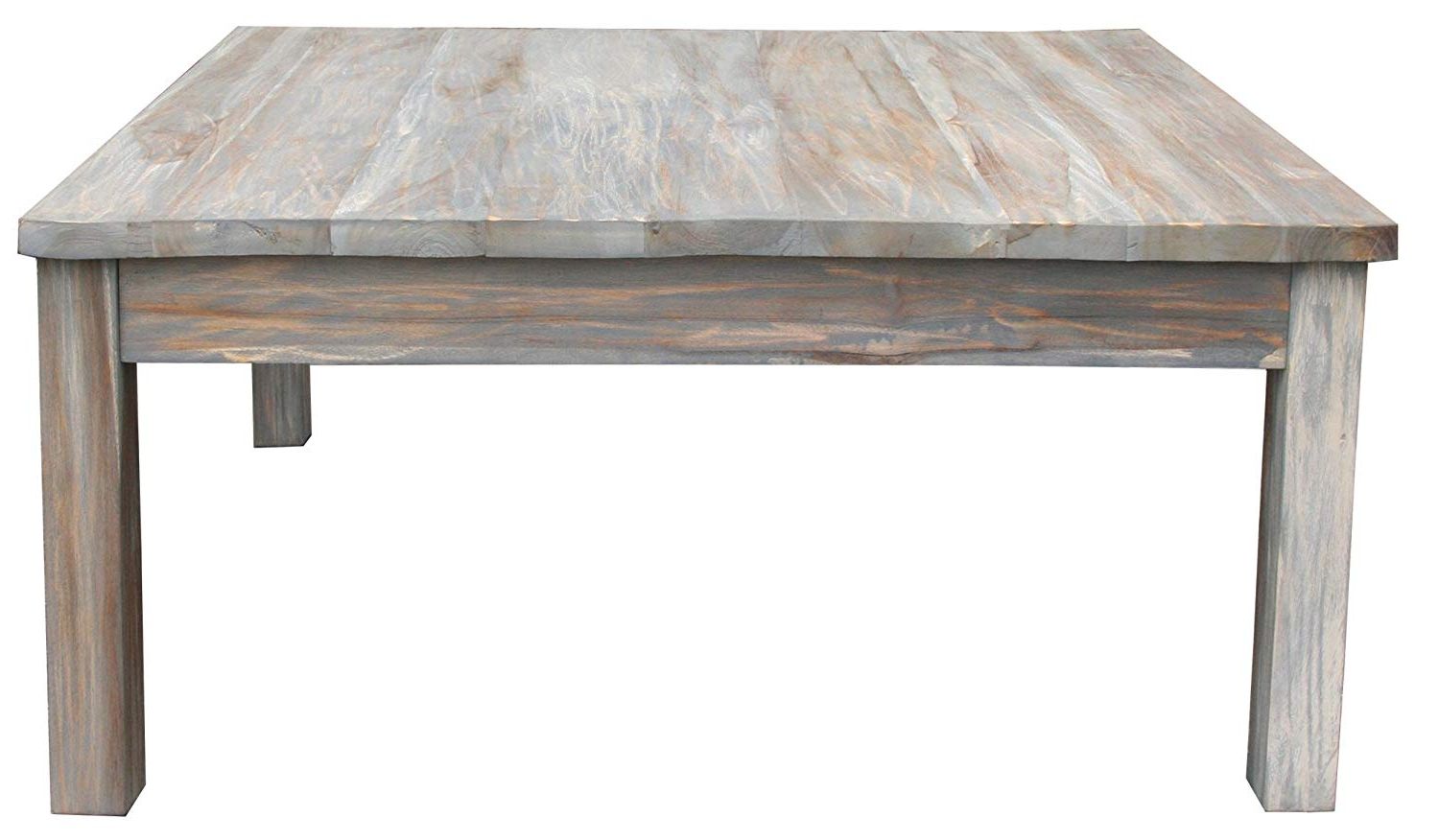 Current Parsons White Marble Top & Brass Base 48x16 Console Tables Regarding Amazon: Teak Grey Wash Rustic Coffee Table 48" X 32" Made (View 17 of 20)