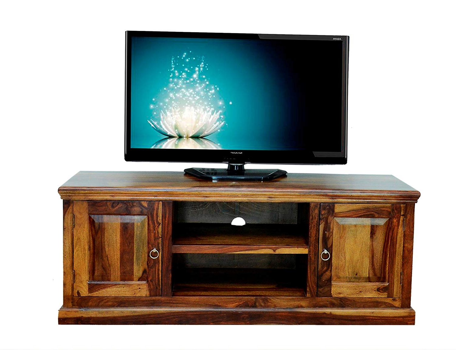 Daintree Tv Stands Within Favorite Buy Sandeep Furniture Pure Sheesham Wood Brown Tv Stand Storage (View 14 of 20)