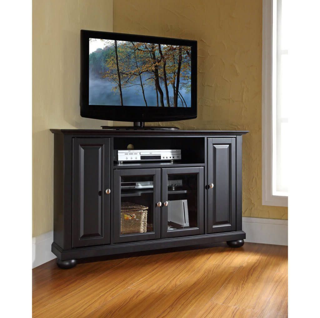 Dark Brown Corner Tv Stands Inside Well Known Furniture: Classic Dark Brown Corner Tv Stand With 2 Side Cabinets (View 2 of 20)