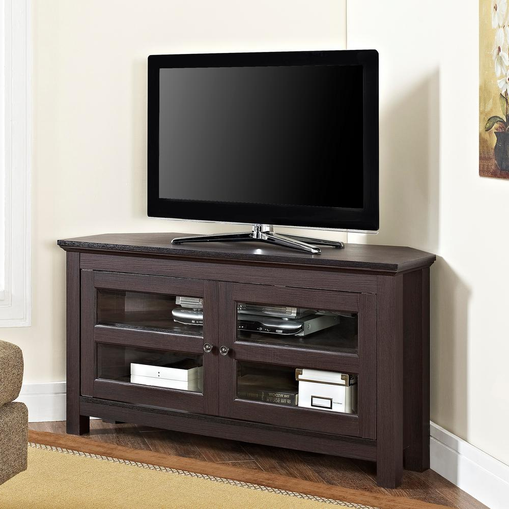 Dark Brown Corner Tv Stands Throughout Famous Walker Edison Furniture Company Cordoba Espresso Entertainment (Photo 1 of 20)