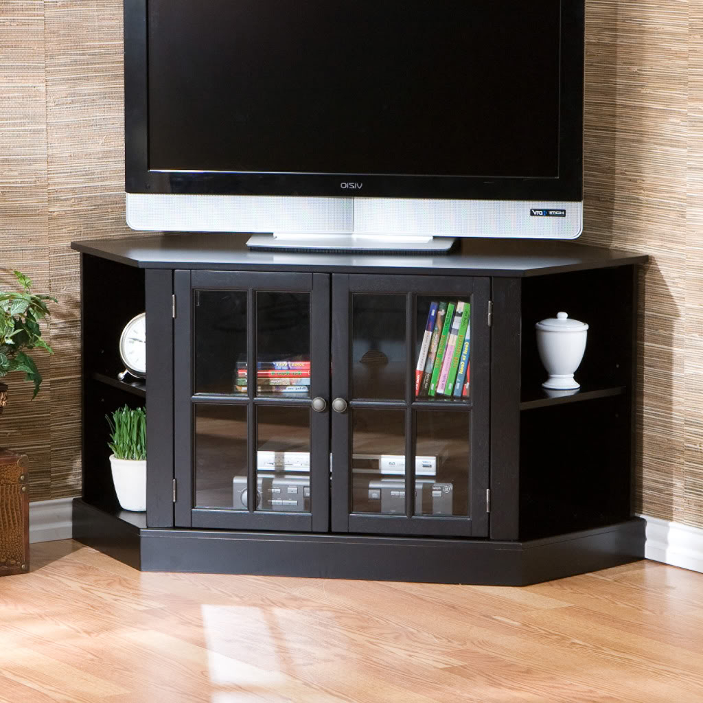 Dark Corner Tv Stand Source / Via : – Furnish Ideas Within 2018 Black Wood Corner Tv Stands (Photo 13 of 20)