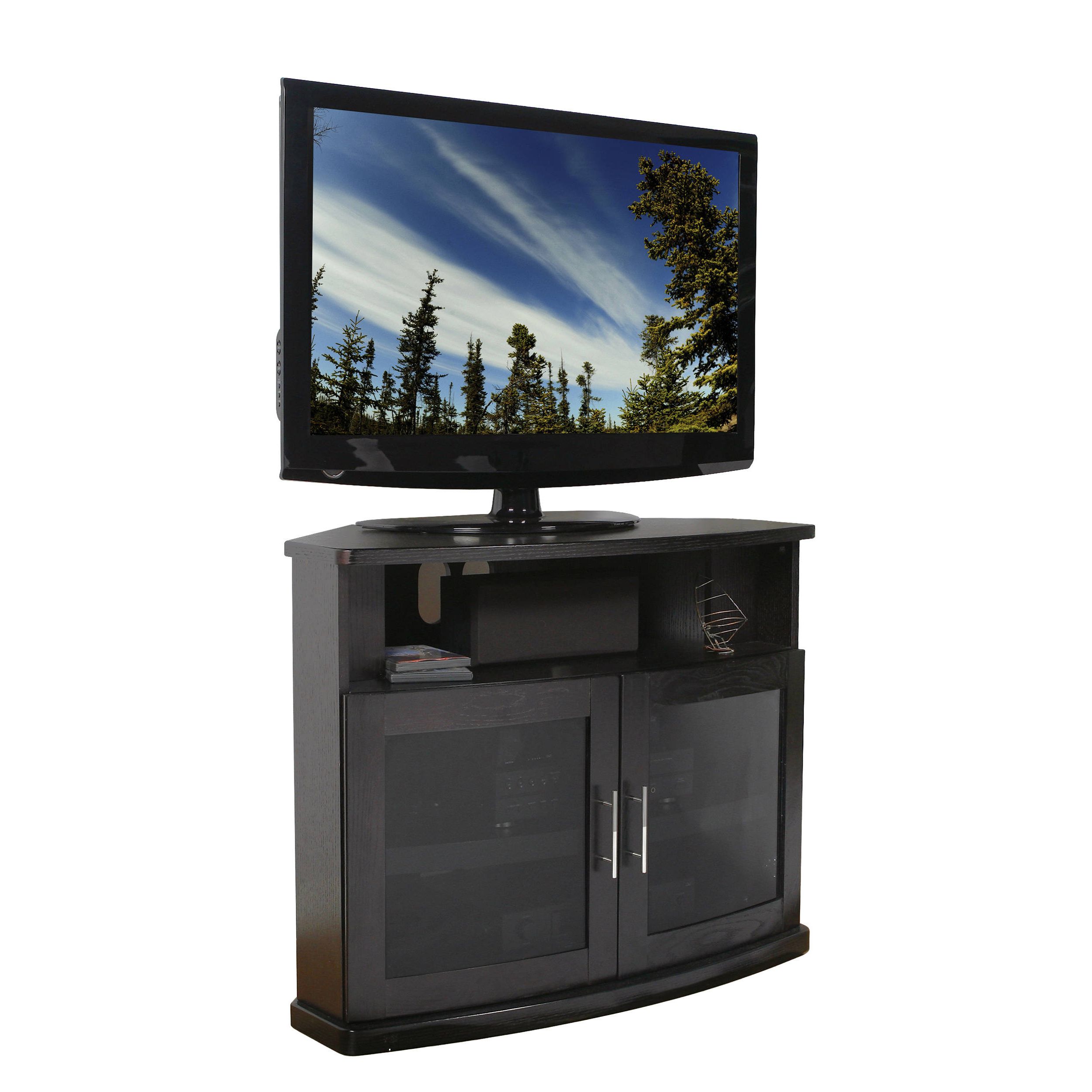 Dark Wood Corner Tv Stands Inside Best And Newest Plateau Newport 40 Corner Tv Stand (black Oak) Newport 40 (b) (View 20 of 20)